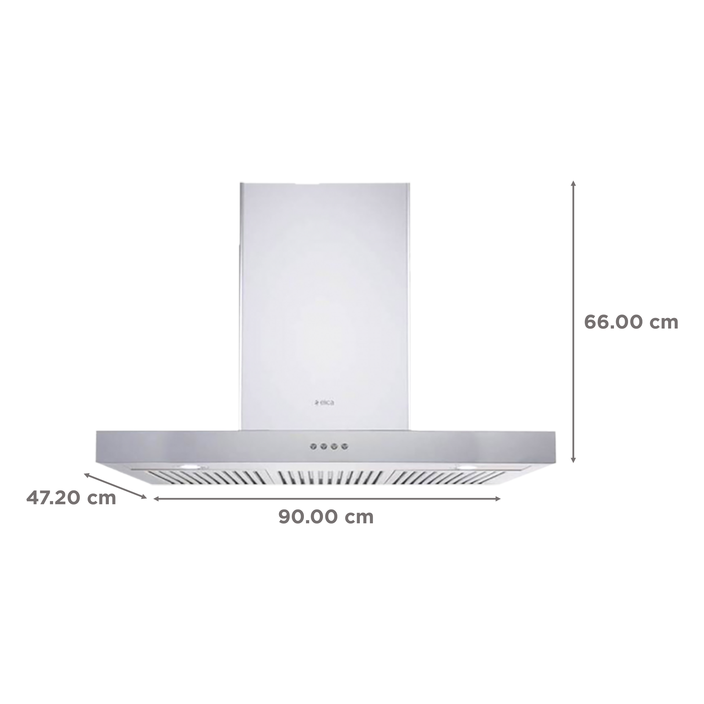 elica SPOT NG ETB PLUS LTW 90 PB LED 90cm 1220m3/hr Ducted Wall Mounted Chimney with Push Button Control (Silver)_2