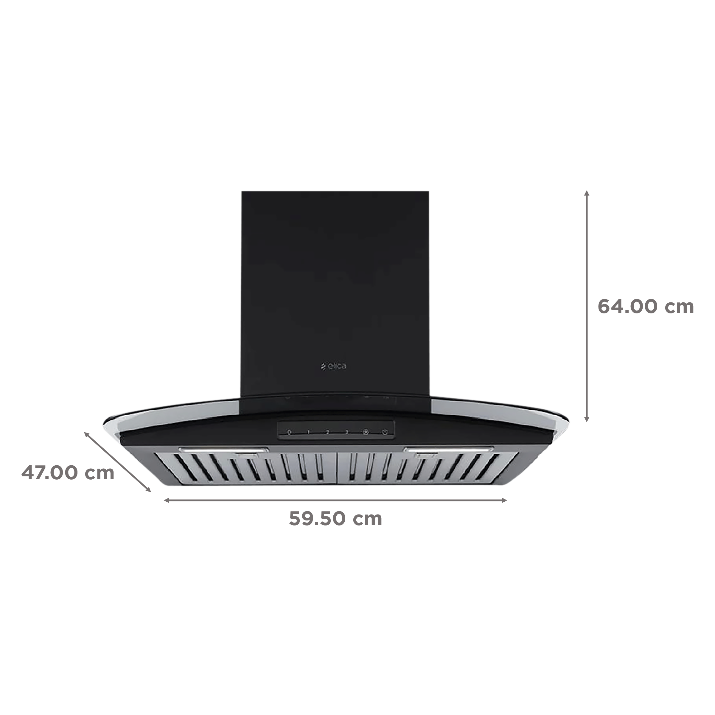 elica GLACE TF TRIM ETB PLUS LTW 60 NERO T4V LED 60cm 1220m3/hr Ducted Wall Mounted Chimney with Touch Control Panel (Black)_2