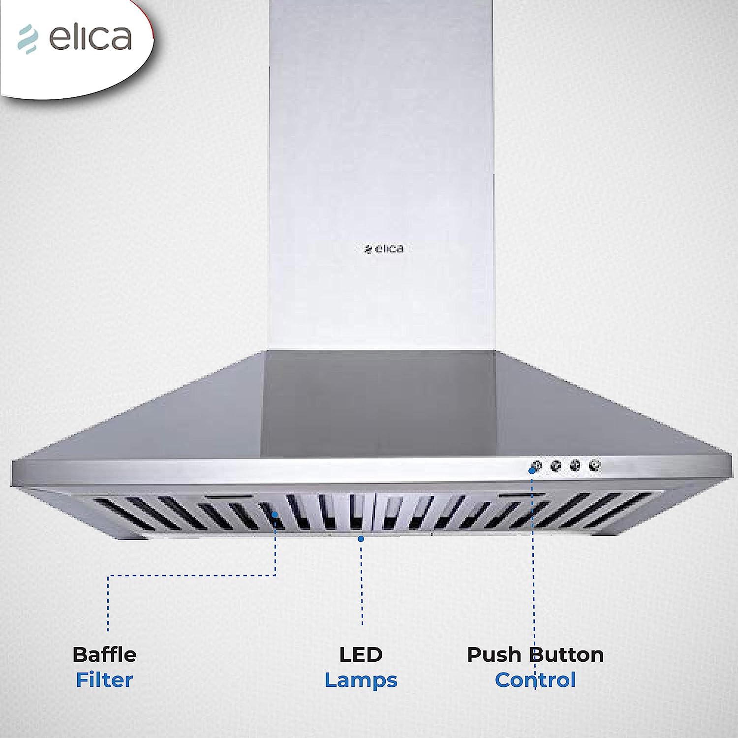 elica STRIP BF 60 SS 60cm 880m3/hr Ductless Wall Mounted Chimney with Push Button Control (Silver)_6