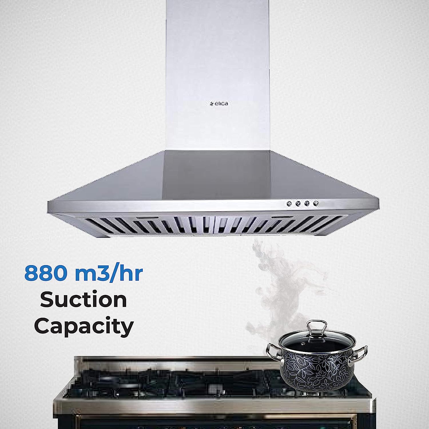 elica STRIP BF 60 SS 60cm 880m3/hr Ductless Wall Mounted Chimney with Push Button Control (Silver)_7
