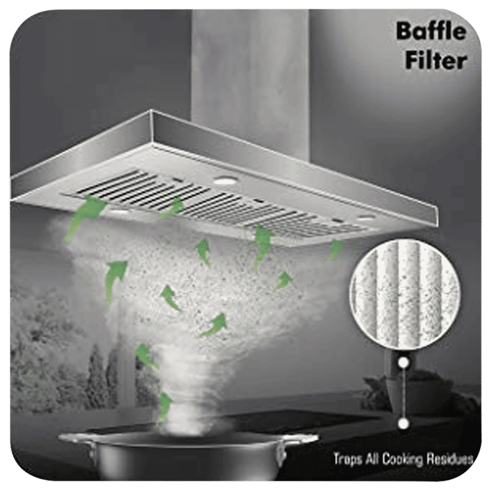 elica STRIP BF 60 SS 60cm 880m3/hr Ductless Wall Mounted Chimney with Push Button Control (Silver)_10