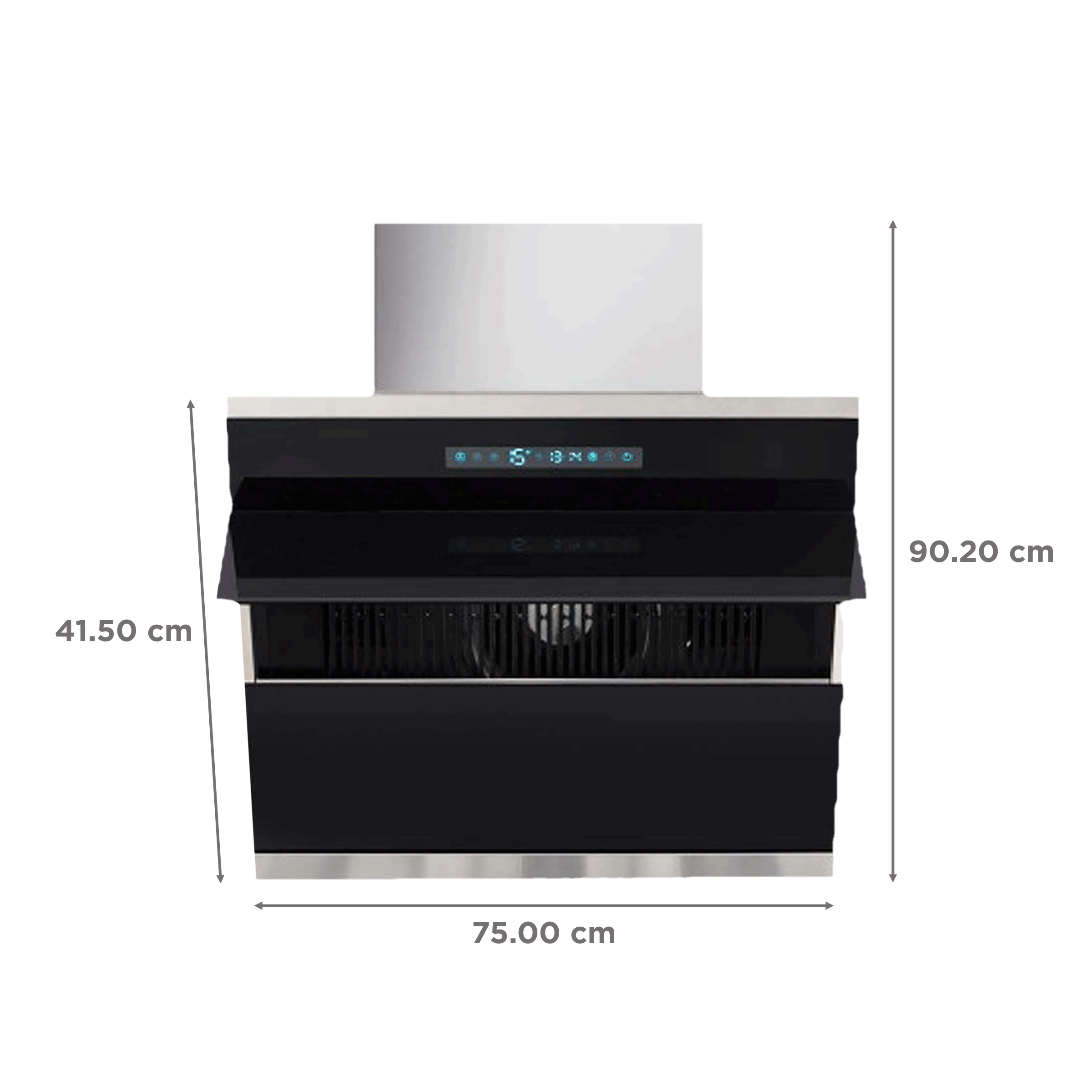 GLEN GL 6073 BL ACLN MS 75cm 1400m3/hr Ducted Auto Clean Wall Mounted Chimney with Touch Control Panel (Black)_2