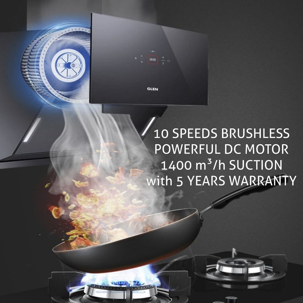 GLEN GL 6074 BL ACLN MS 90cm 1400m3/hr Ducted Auto Clean Wall Mounted Chimney with Touch Control Panel (Black)_10