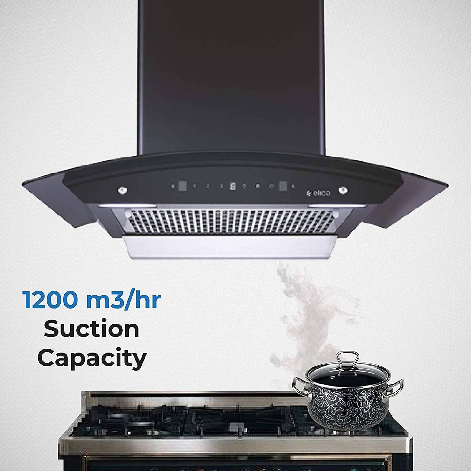elica WDFL 606 HAC LTW MS NERO 60cm 1200m3/hr Ducted Auto Clean Wall Mounted Chimney with Touch Control Panel (Black)_12