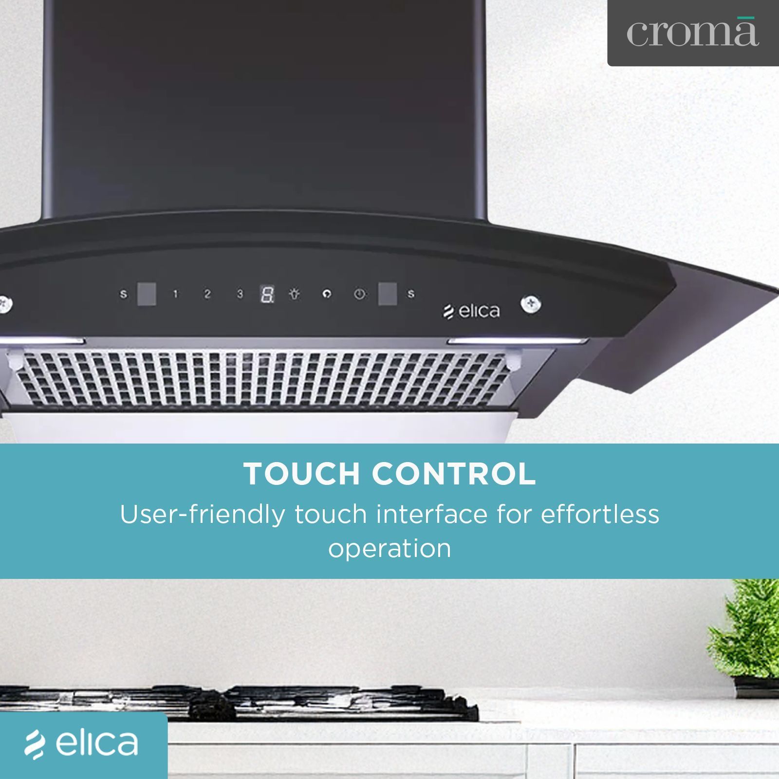 elica WDFL 606 HAC LTW MS NERO 60cm 1200m3/hr Ducted Auto Clean Wall Mounted Chimney with Touch Control Panel (Black)_16