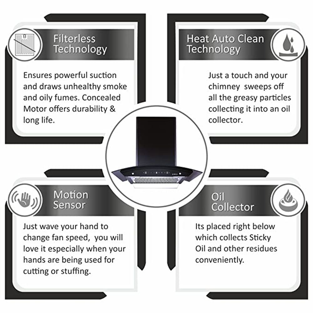 elica WDFL 606 HAC LTW MS NERO 60cm 1200m3/hr Ducted Auto Clean Wall Mounted Chimney with Touch Control Panel (Black)_20