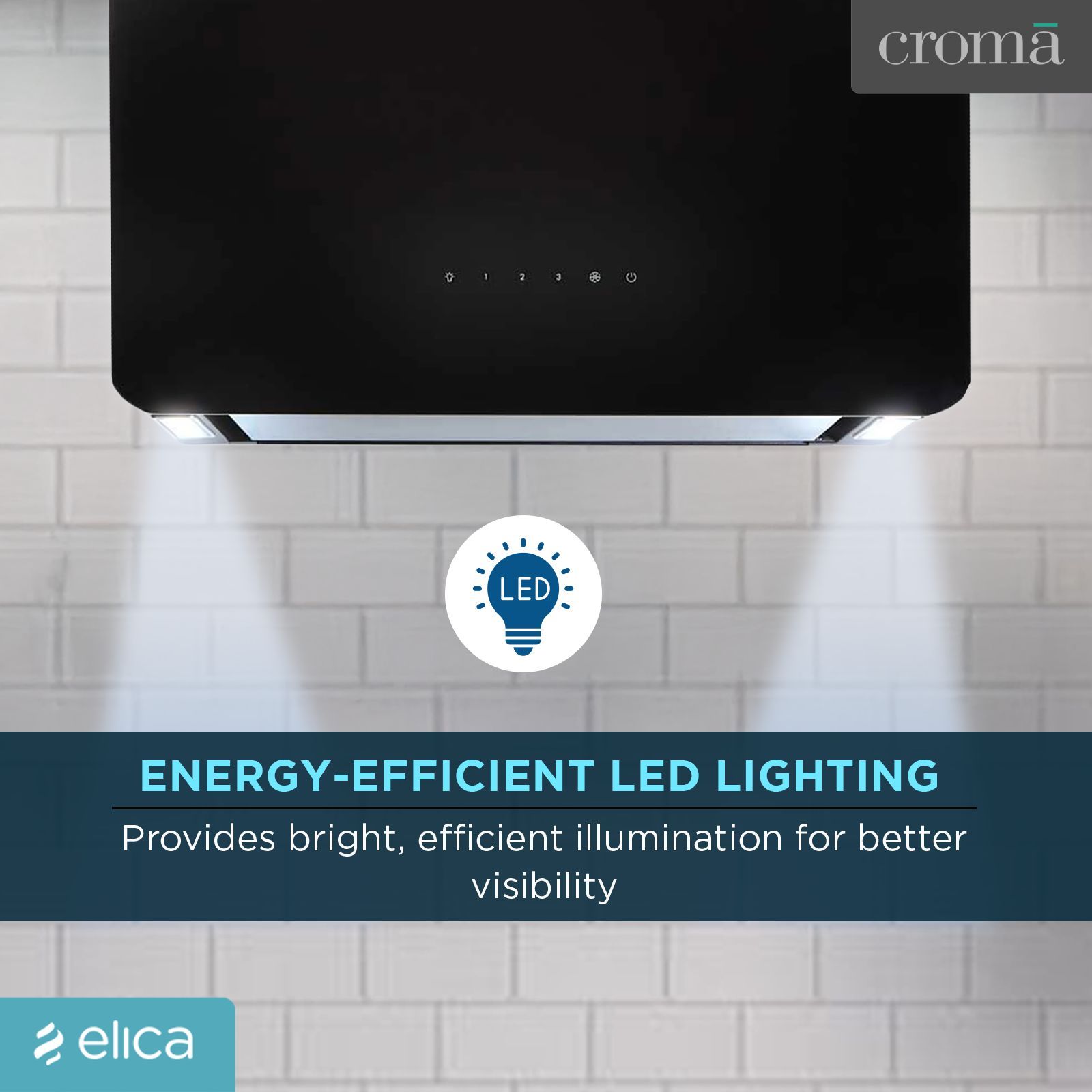 elica KITTY SLIM EDS PLUS HE LTW 60 T4V LED 60cm 1220m3/hr Ducted Wall Mounted Chimney with Touch Control Panel (Black)_6