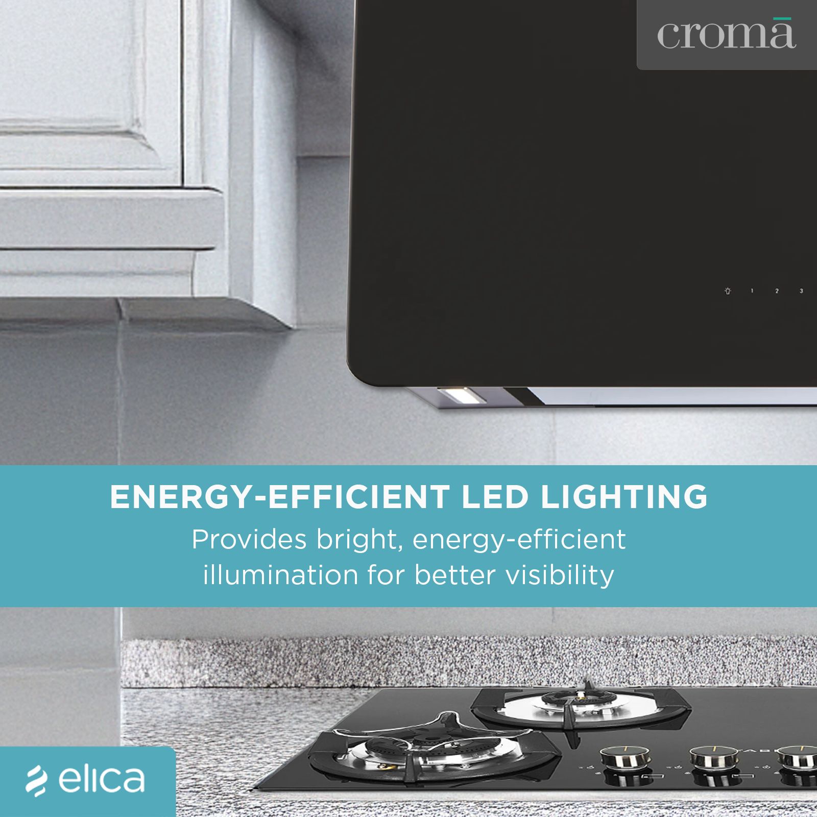 elica KITTY SLIM EDS PLUS HE LTW 90 T4V LED 90cm 1220m3/hr Ducted Wall Mounted Chimney with Touch Control Panel (Black)_6