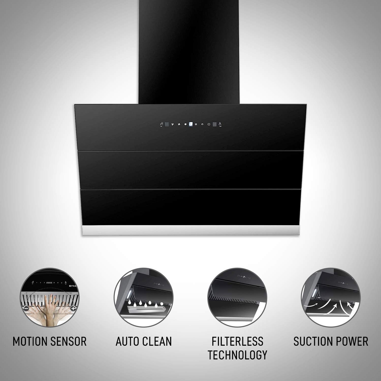 FABER ZENITH FL SC AC BK 60cm 1350m3/hr Ducted Auto Clean Wall Mounted Chimney with Touch Control (Black)_7