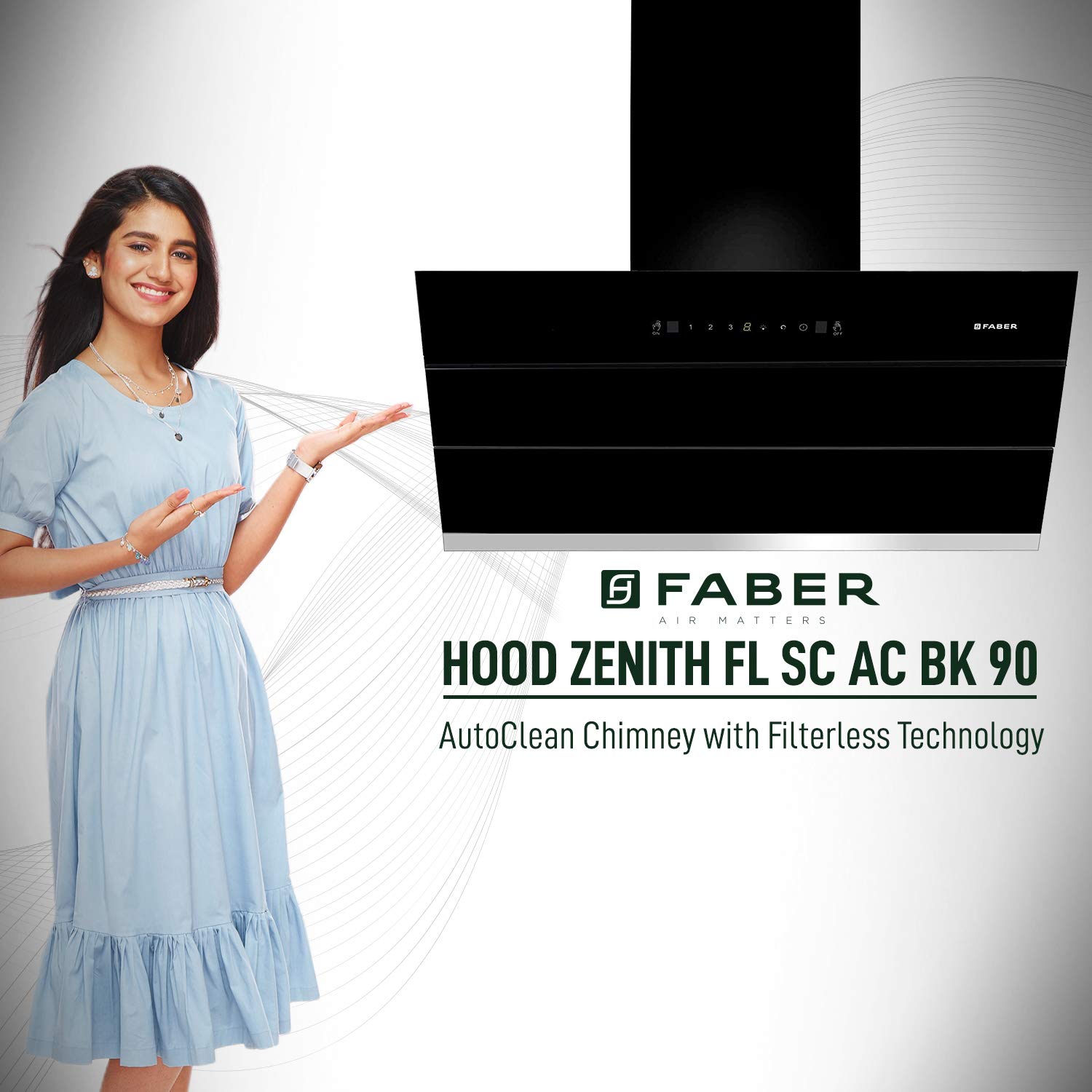 FABER Hood Zenith FL SC AC BK 90cm 1350m3/hr Ducted Auto Clean Wall Mounted Chimney with Touch Control (Black)_9