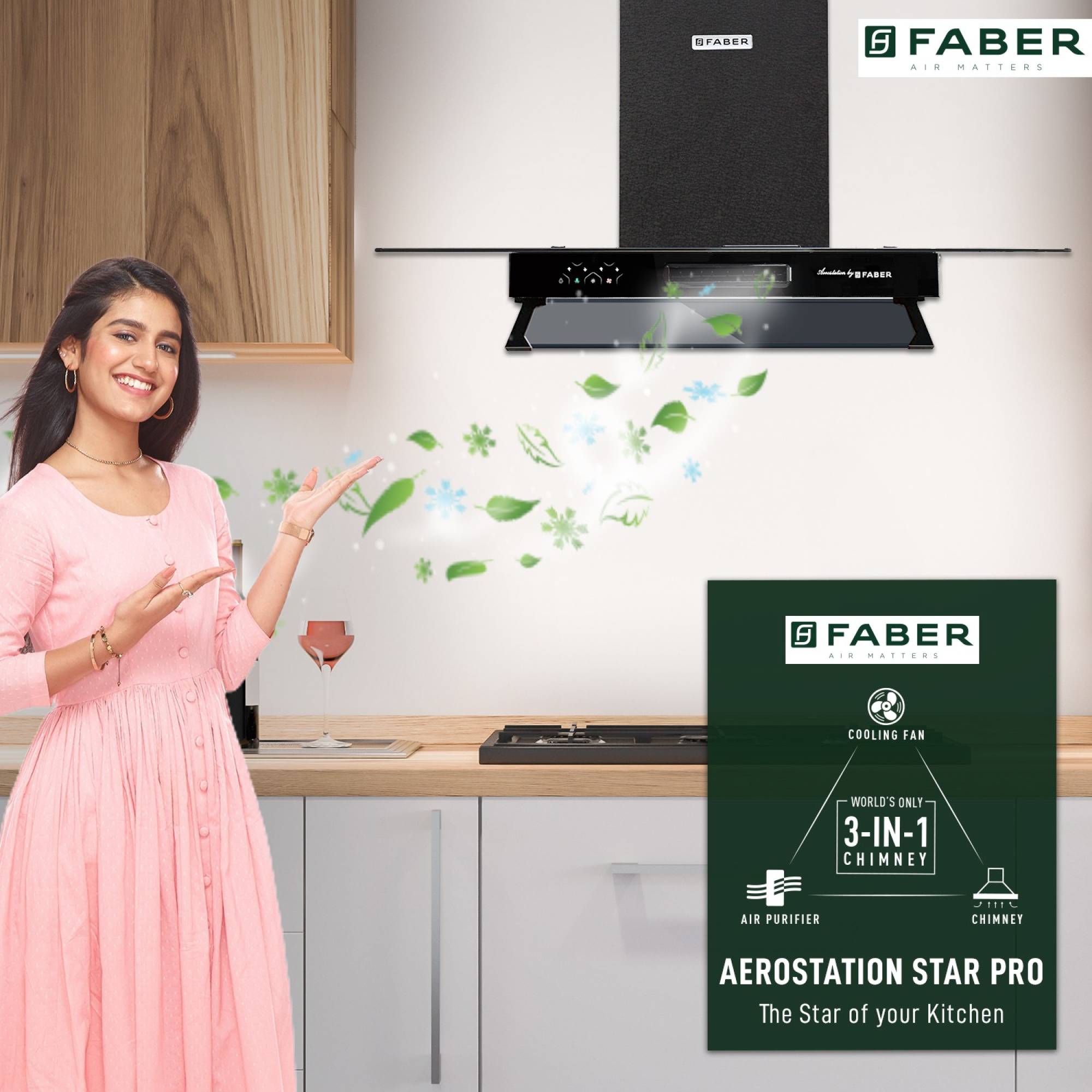 FABER AEROSTATION STAR PRO 3D AB TC 90cm 1095m3/hr Ducted Wall Mounted Chimney with Backlit Touch (Alligator Black)_9