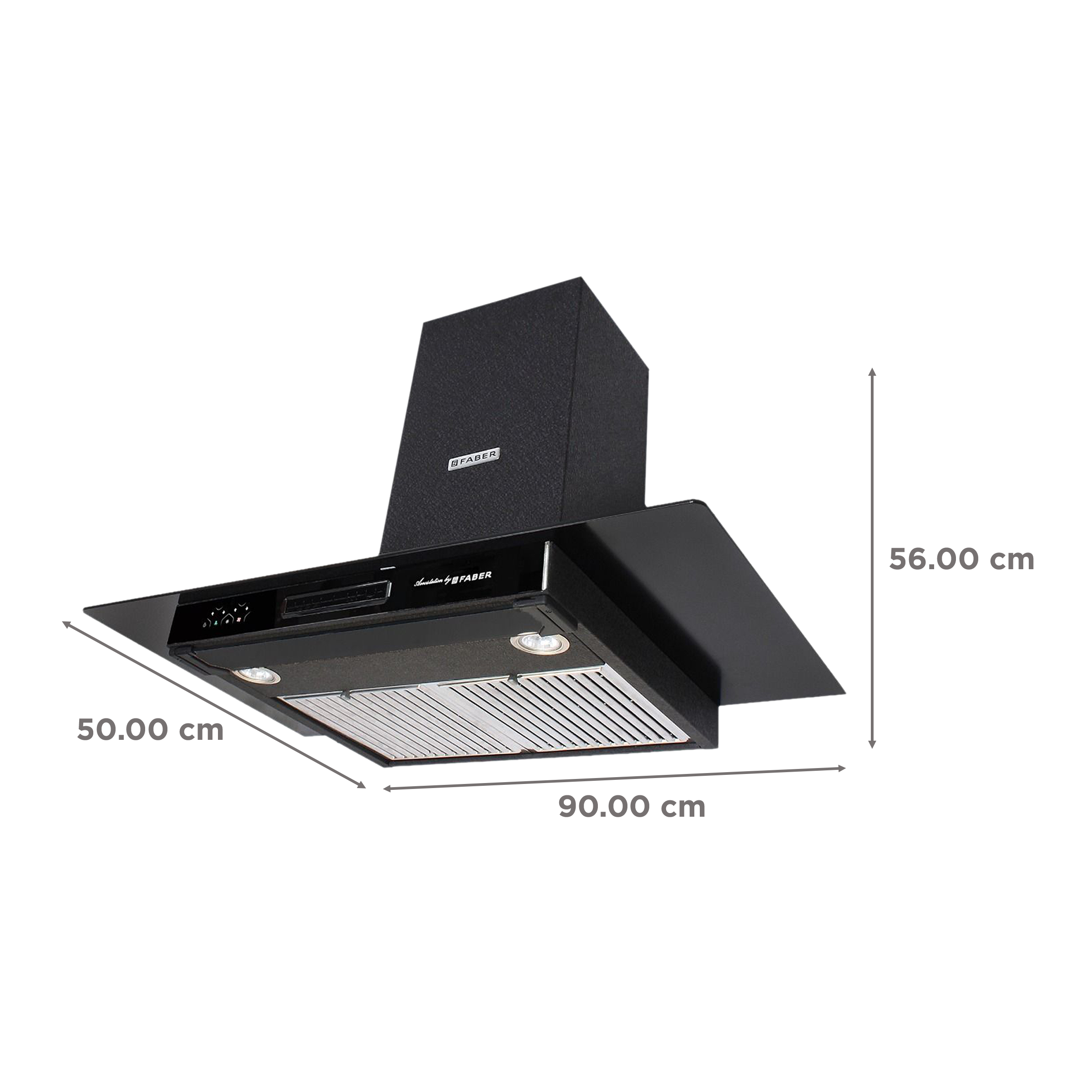 FABER AEROSTATION STAR PRO 3D AB TC 90cm 1095m3/hr Ducted Wall Mounted Chimney with Backlit Touch (Alligator Black)_2