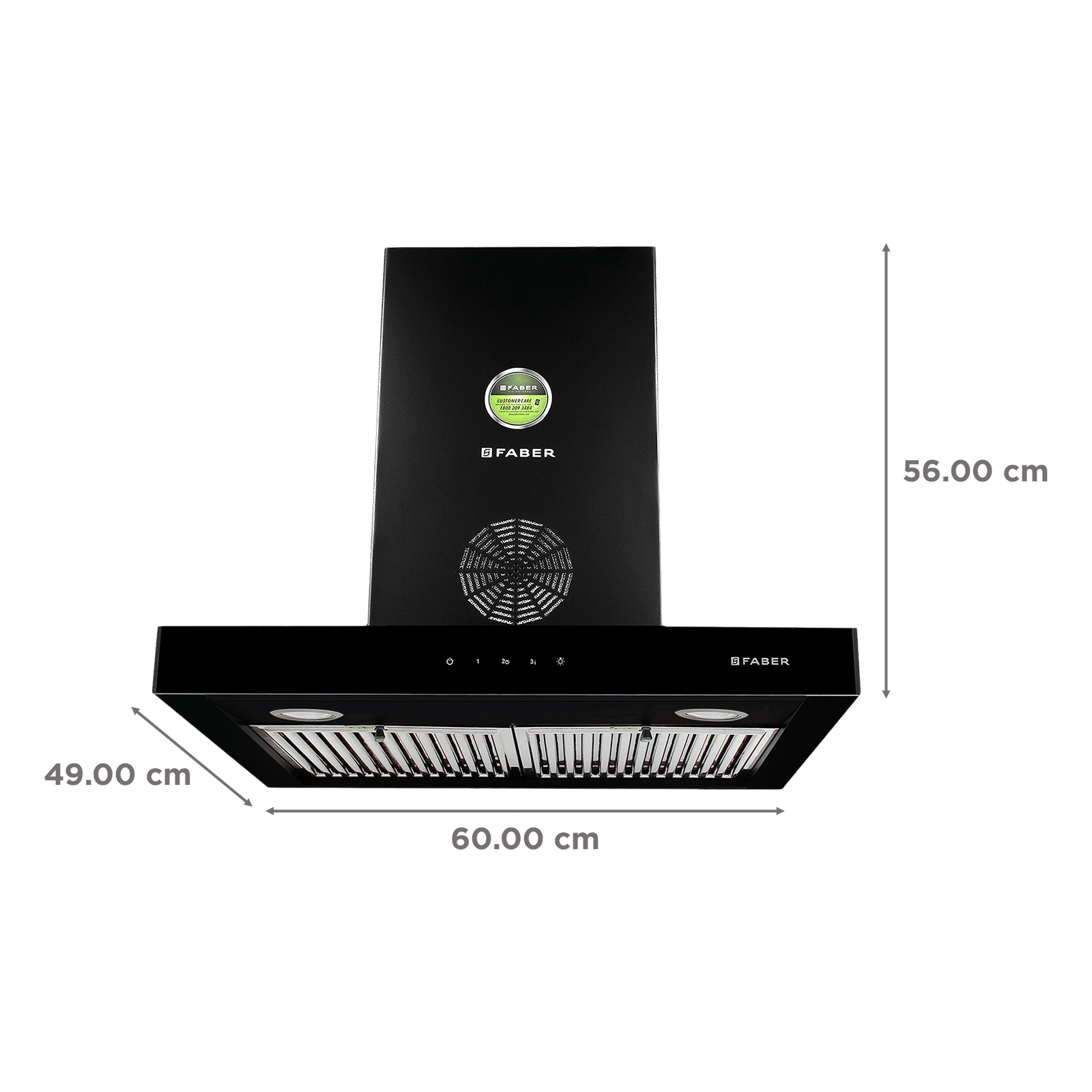 FABER STILUX 3D PLUS MAX T2S2 BK TC 60cm 1350m3/hr Ductless Wall Mounted Chimney with Touch Control Panel (Black)_2