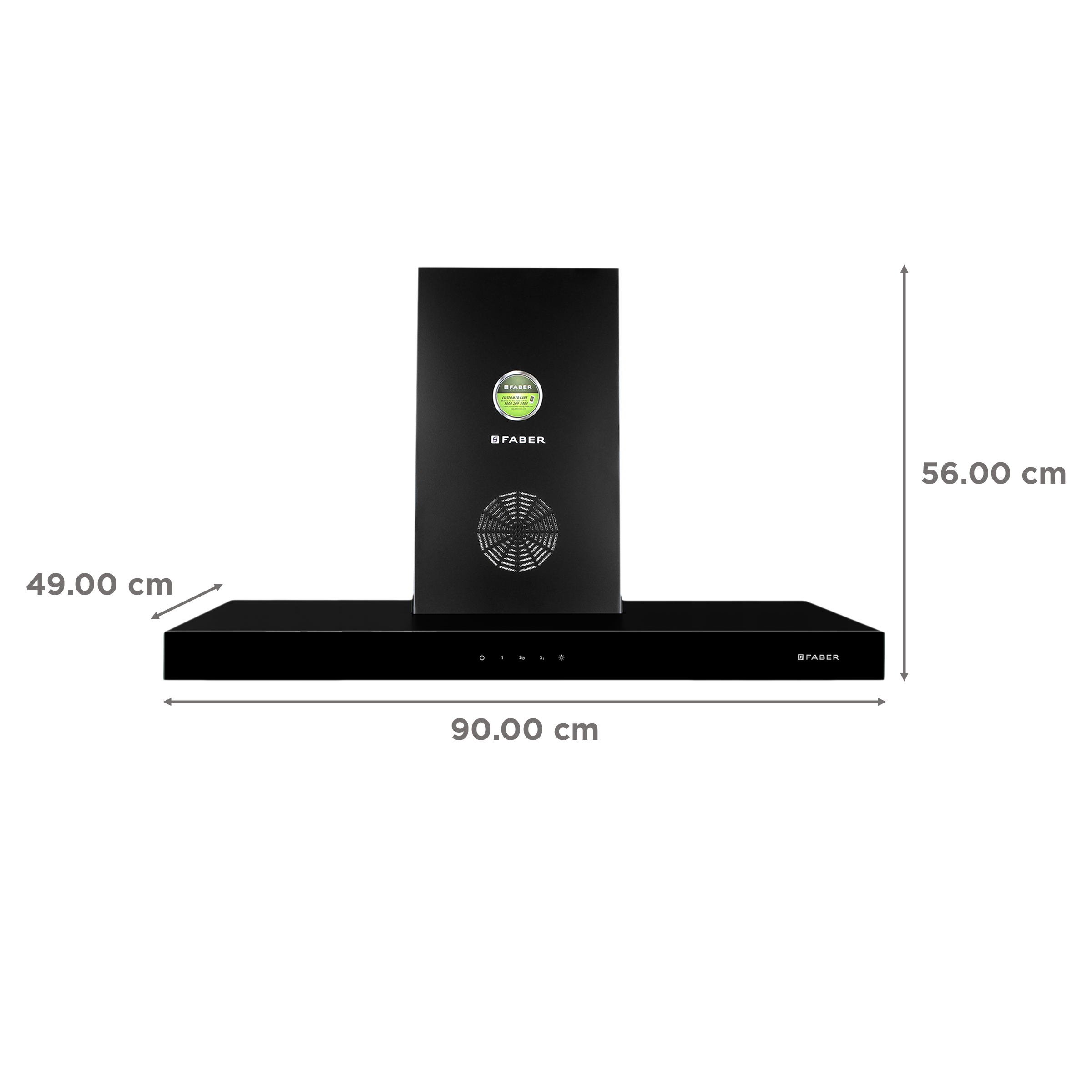 FABER STILUX 3D PLUS MAX T2S2 BK TC 90cm 1350m3/hr Ducted Wall Mounted Chimney with Touch Control Panel (Black)_2