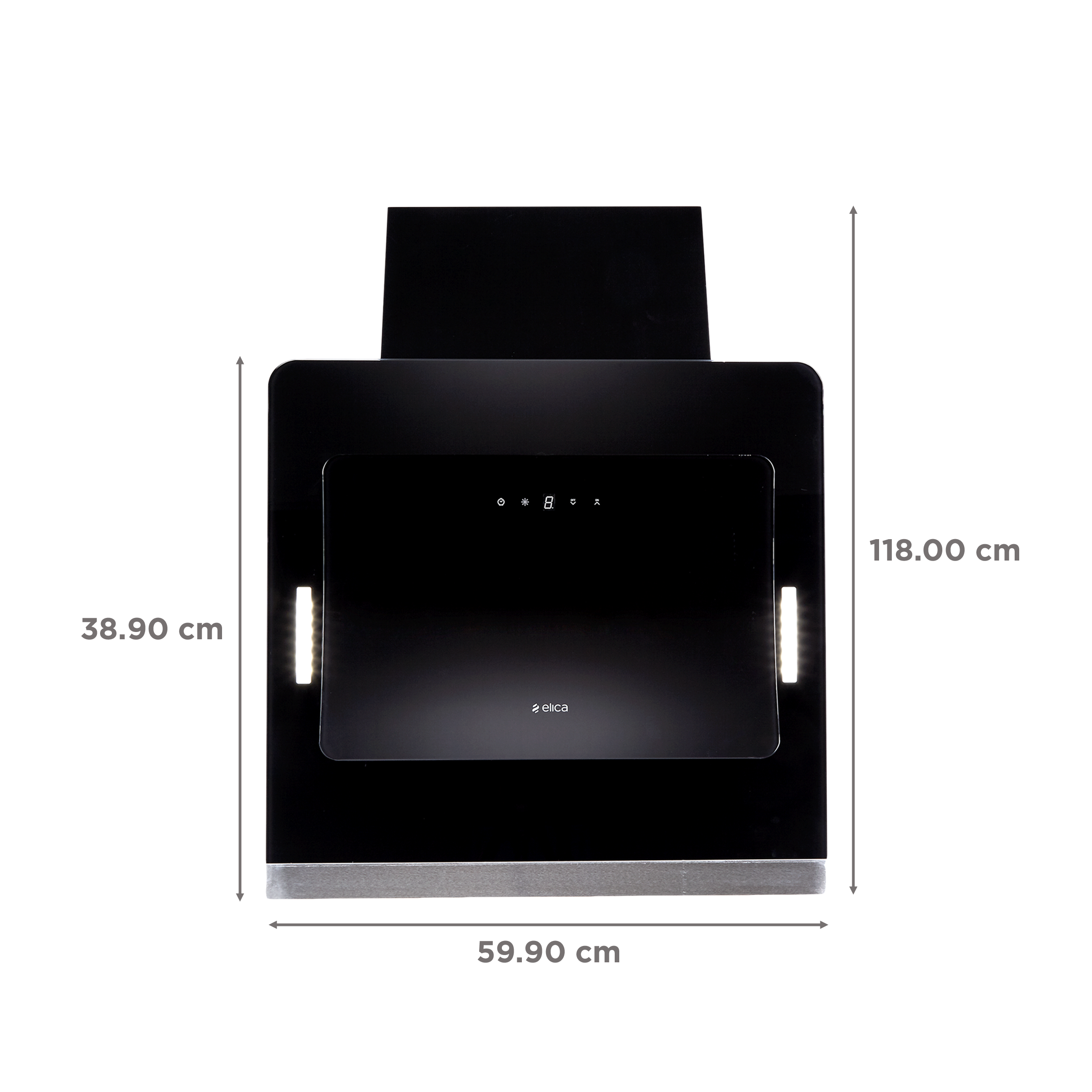elica EFL GRACEFUL HE LTW 60 BK TC3V LED 60cm 1425m3/hr Ducted Wall Mounted Chimney with Touch Control Panel (Black)_2