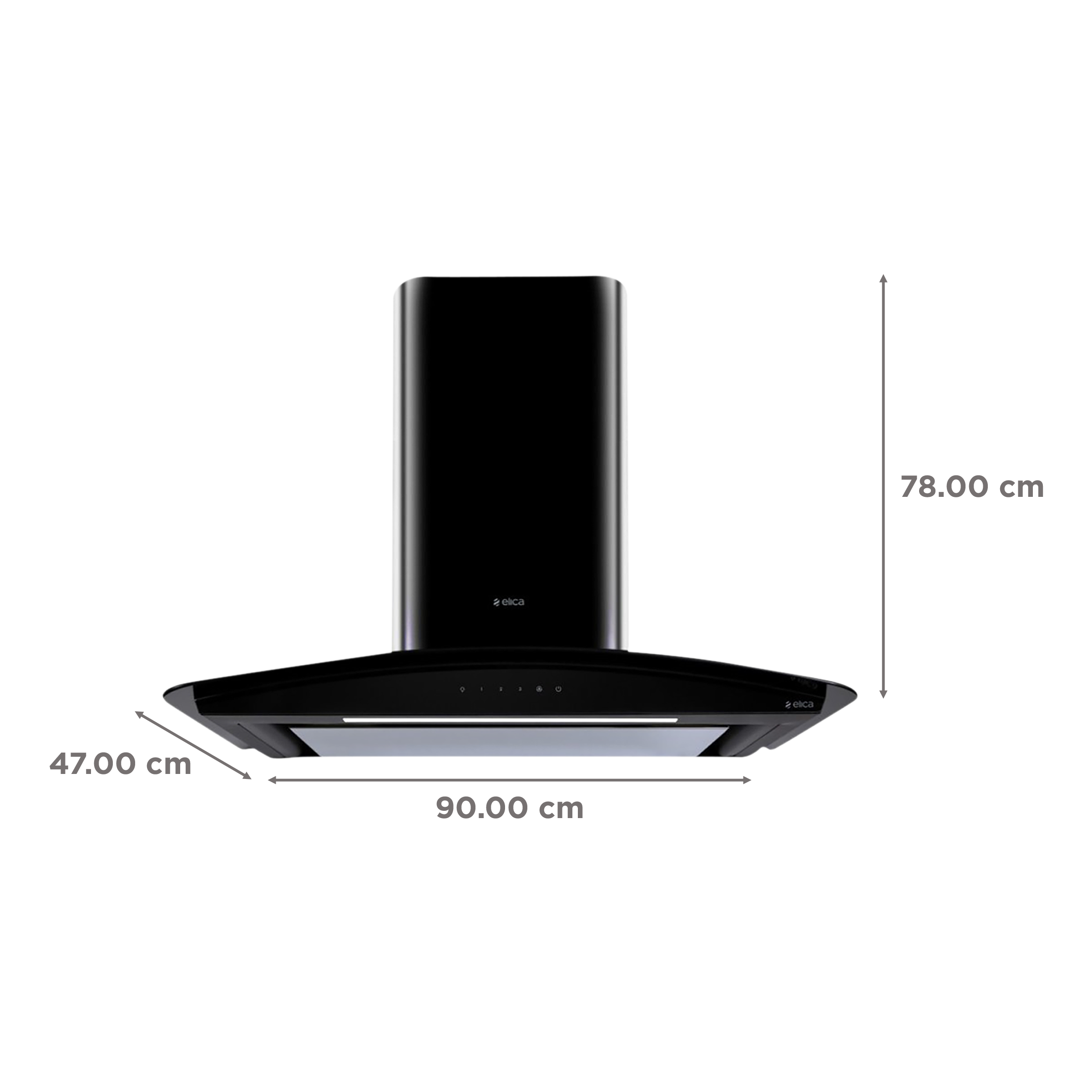 elica GLACE EDS PLUS HE LTW 90 BK NERO T4V LED S 90cm 1220m3/hr Ductless Wall Mounted Chimney with Touch T4V Control (Black)_2