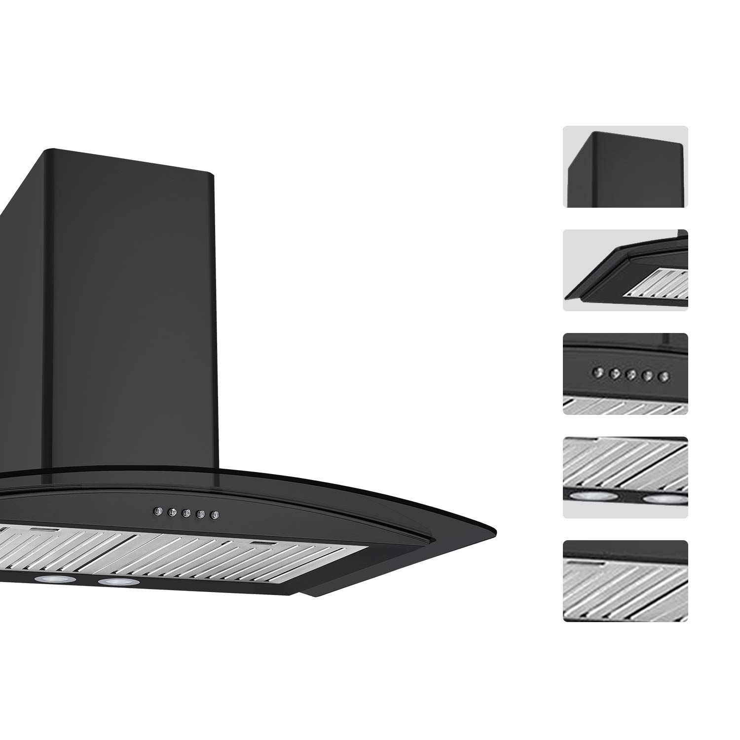 KAFF FLO BF 60cm 1000m3/hr Ducted Wall Mounted Chimney with Soft Push Button Control (Black)_8