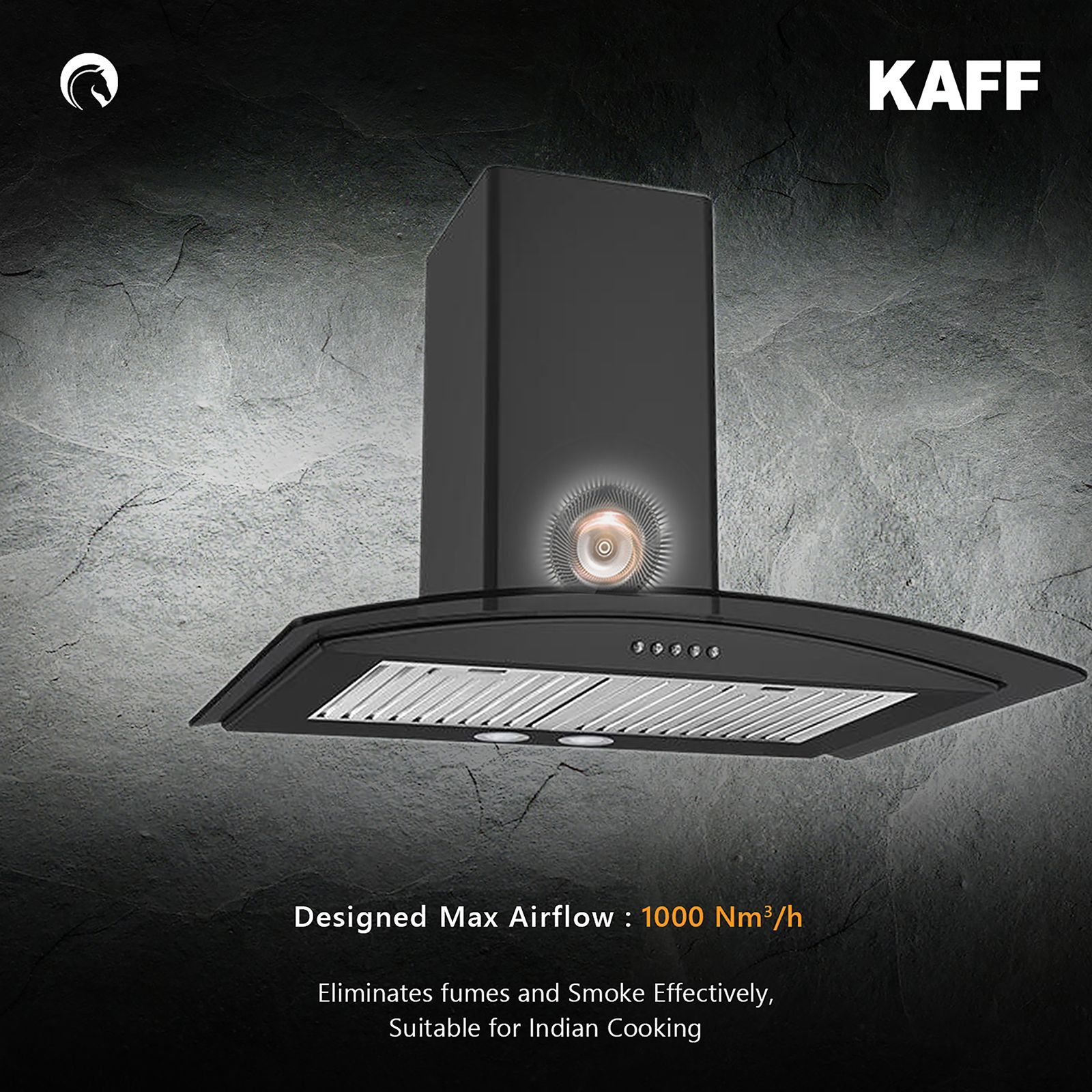 KAFF FLO BF 60cm 1000m3/hr Ducted Wall Mounted Chimney with Soft Push Button Control (Black)_15