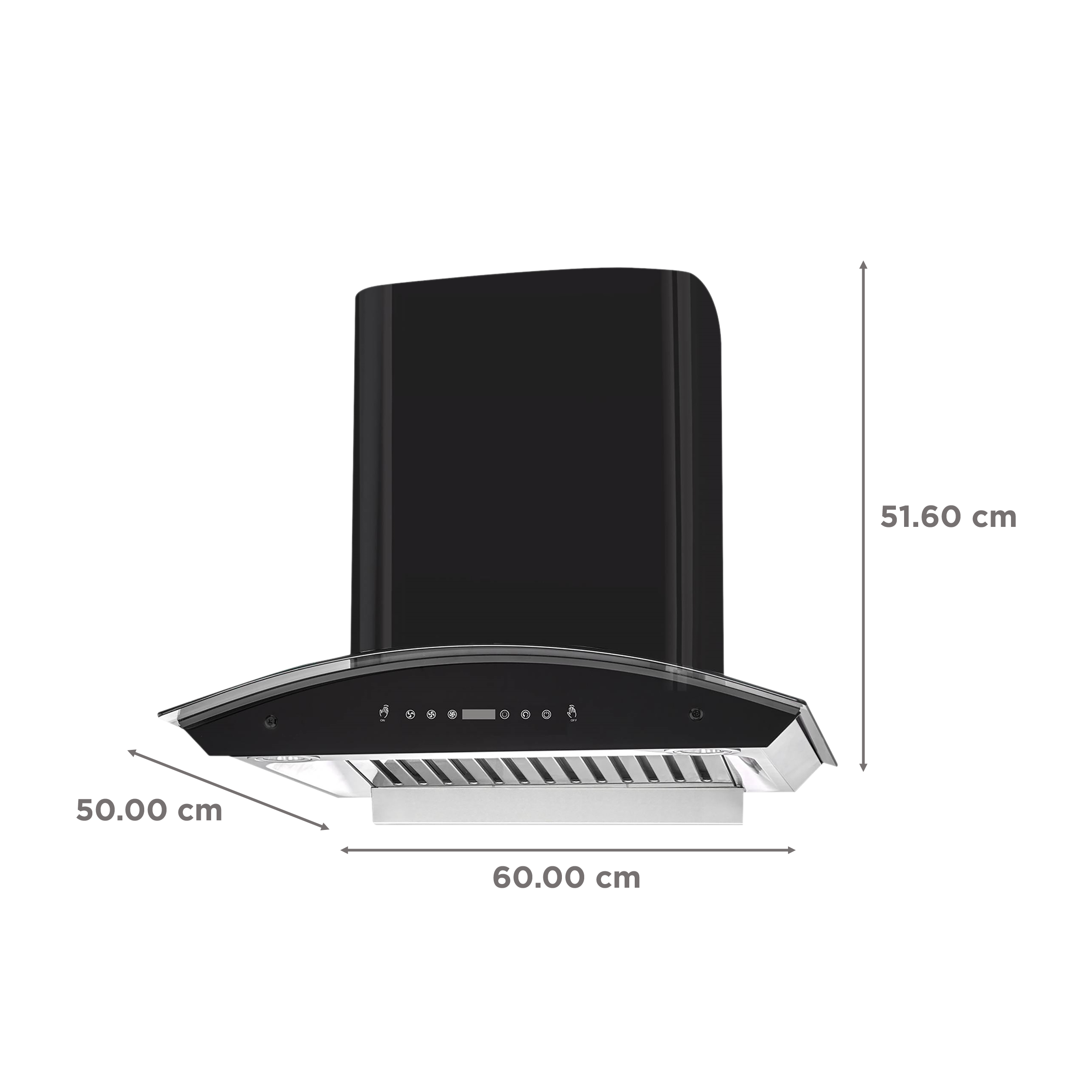 KAFF PRIMA TX DHC 60cm 1180m3/hr Ducted Auto Clean Wall Mounted Chimney with Thermostatic Touch Control Panel (Black)_2