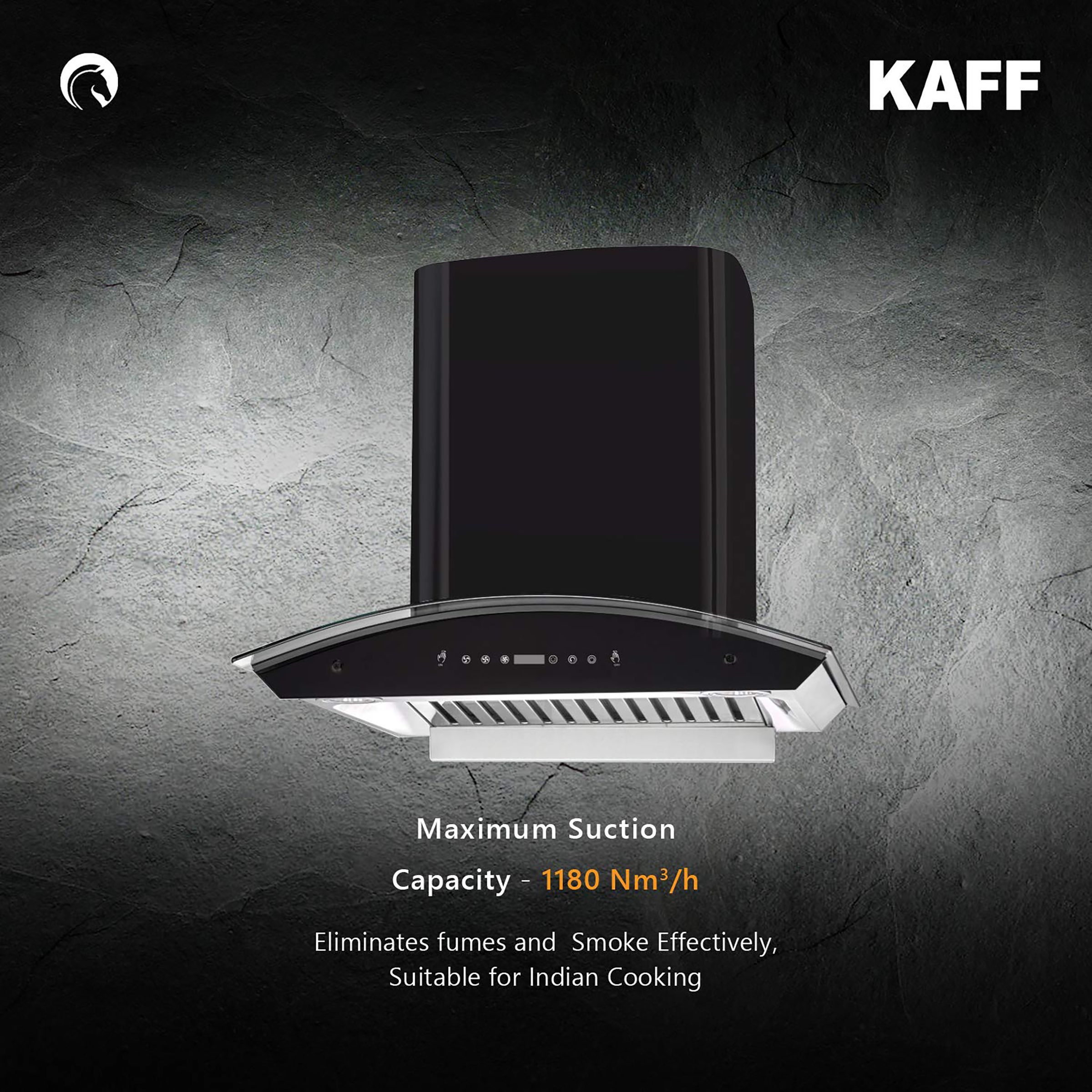 KAFF PRIMA TX DHC 60cm 1180m3/hr Ducted Auto Clean Wall Mounted Chimney with Thermostatic Touch Control Panel (Black)_5