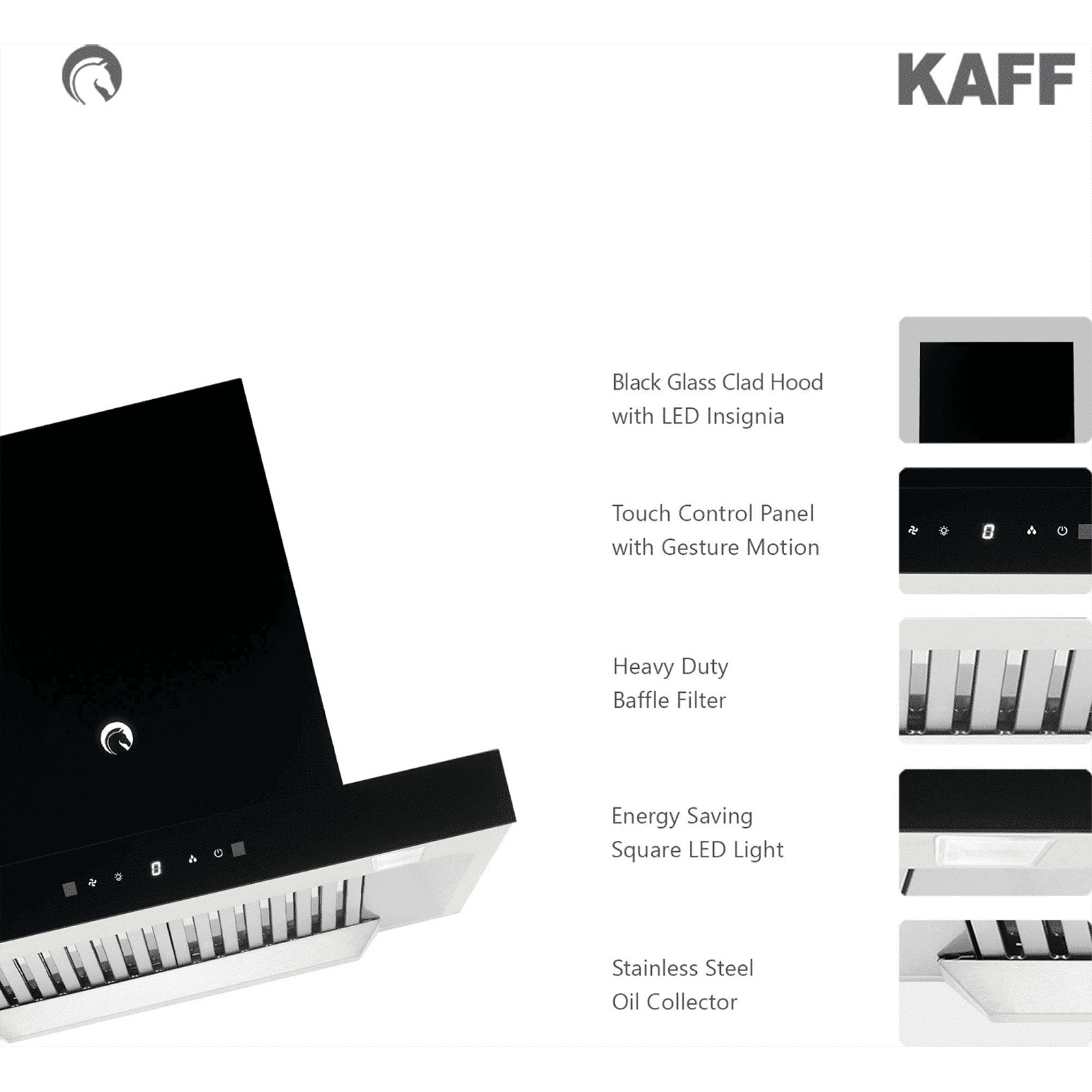 KAFF VITO DHC 60cm 1180m3/hr Ducted Auto Clean Wall Mounted Chimney with Touch Control Panel (Black)_5