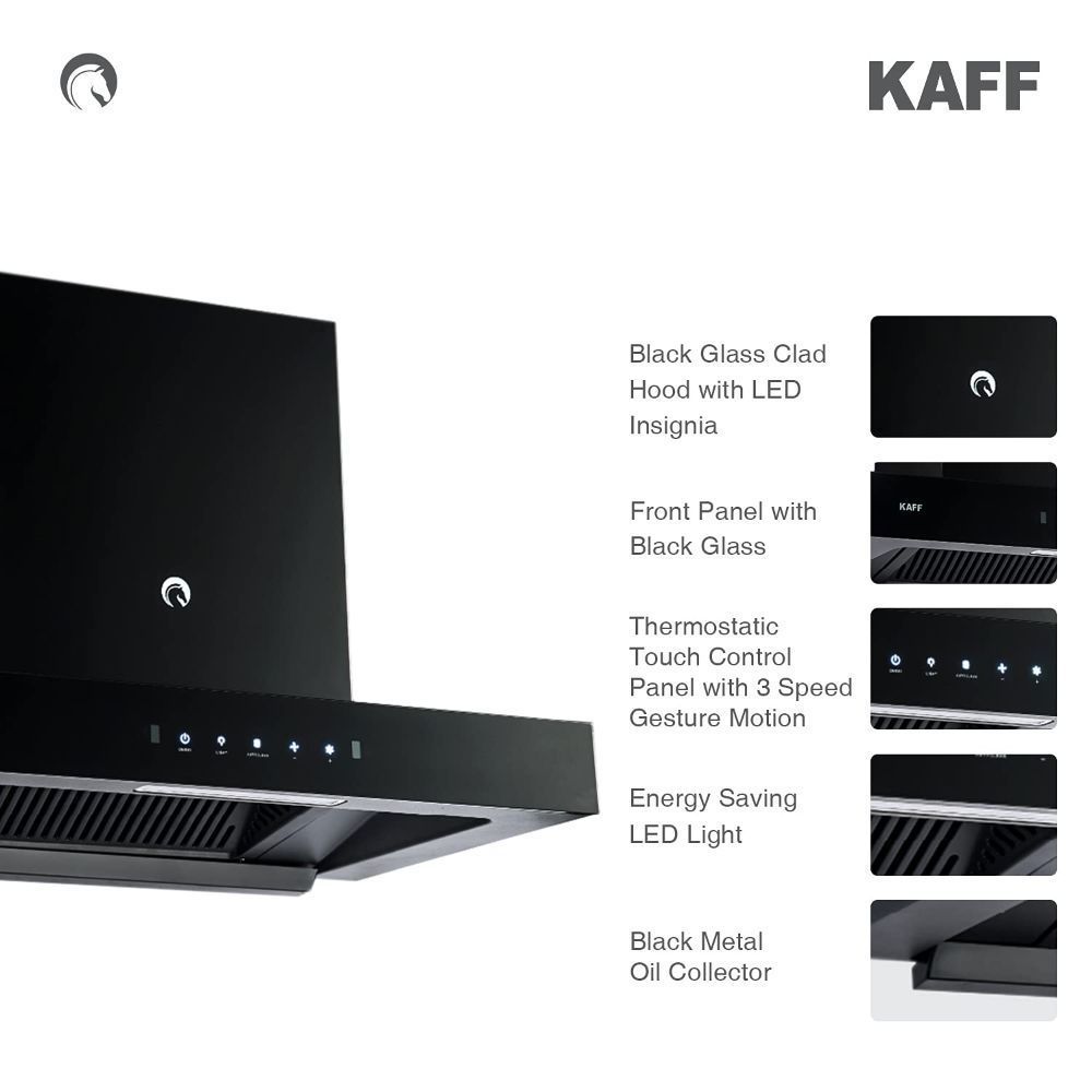 KAFF Casto DHC 60cm 1250m3/hr Ducted Auto Clean Wall Mounted Chimney with Thermostatic Touch Control Panel (Black)_8