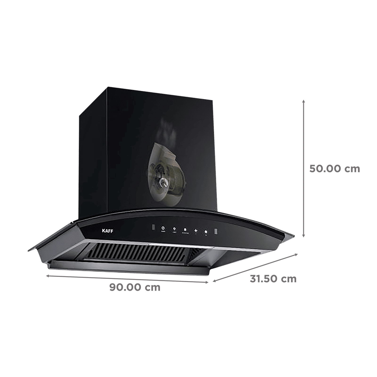 KAFF VASCO DHC 90cm 1250m3/hr Ducted Auto Clean Wall Mounted Chimney with 3 Speed Gesture Motion (Black)_2