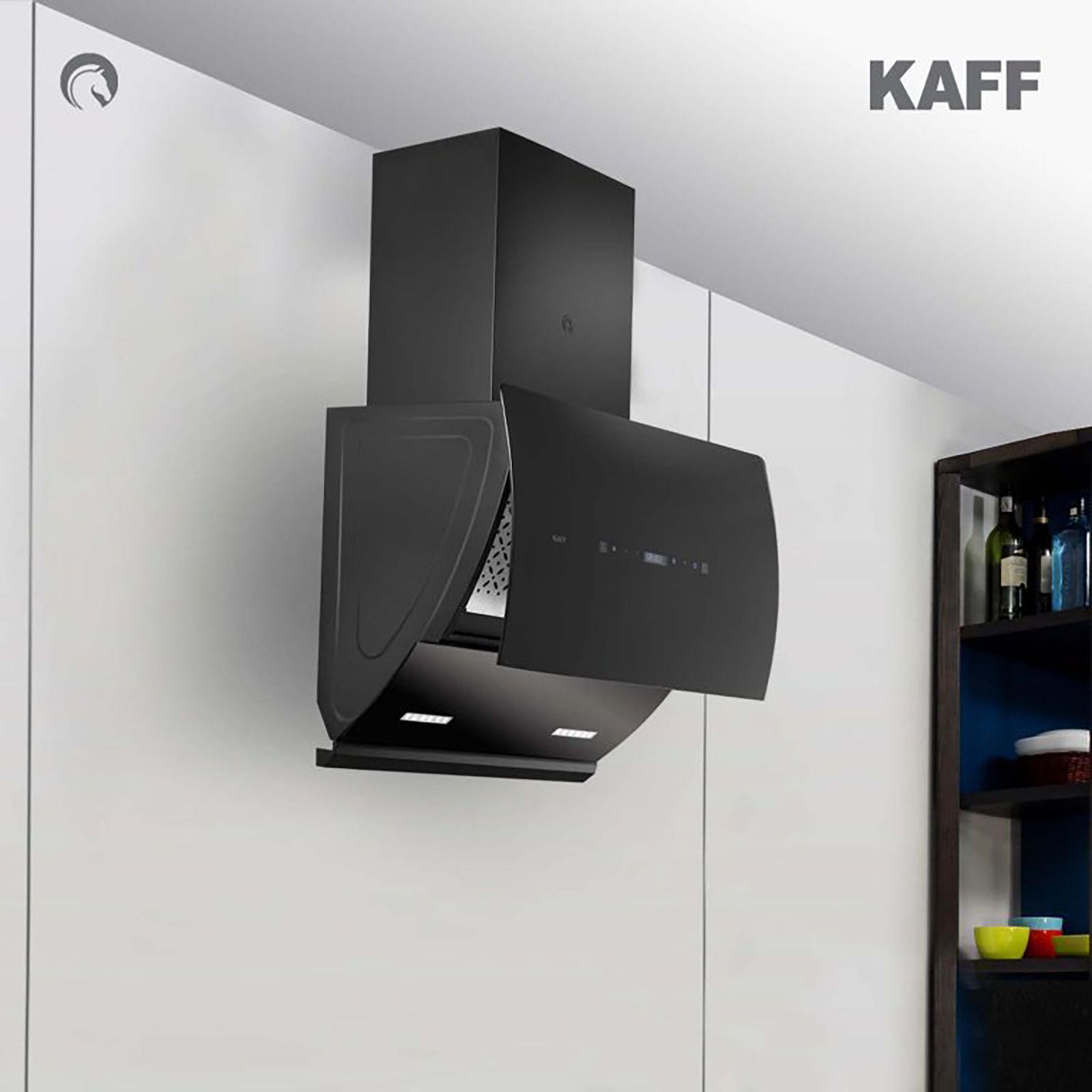 KAFF LYRA DHC 60cm 1250m3/hr Ducted Auto Clean Wall Mounted Chimney with Thermostatic Touch Control (Black)_8