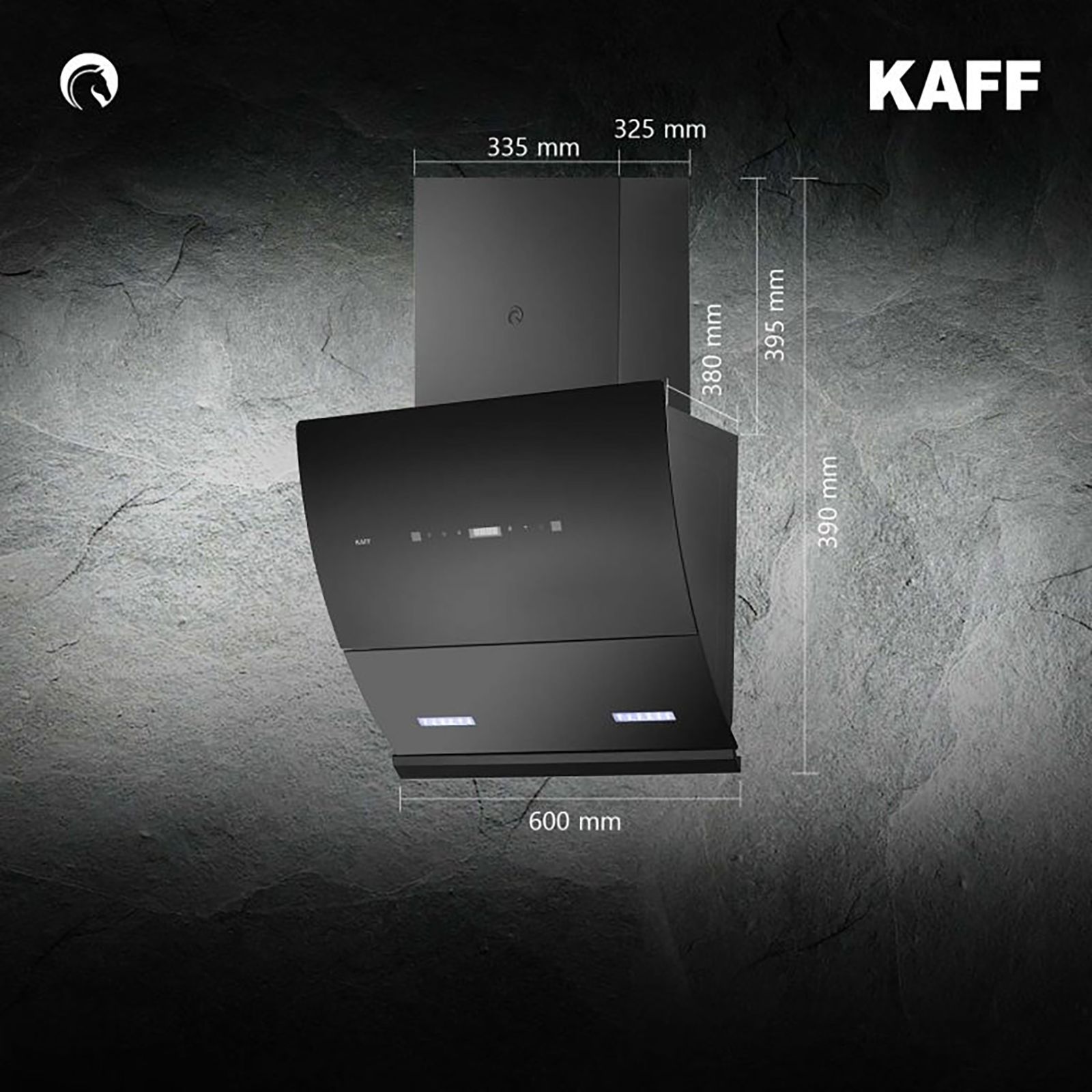 KAFF LYRA DHC 60cm 1250m3/hr Ducted Auto Clean Wall Mounted Chimney with Thermostatic Touch Control (Black)_9