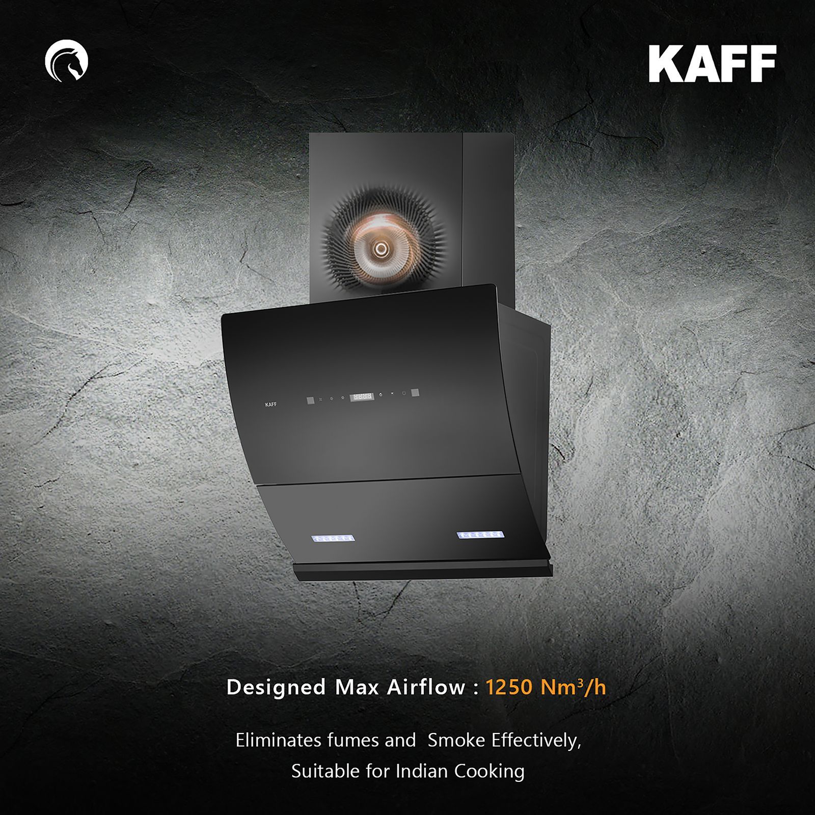 KAFF LYRA DHC 60cm 1250m3/hr Ducted Auto Clean Wall Mounted Chimney with Thermostatic Touch Control (Black)_14