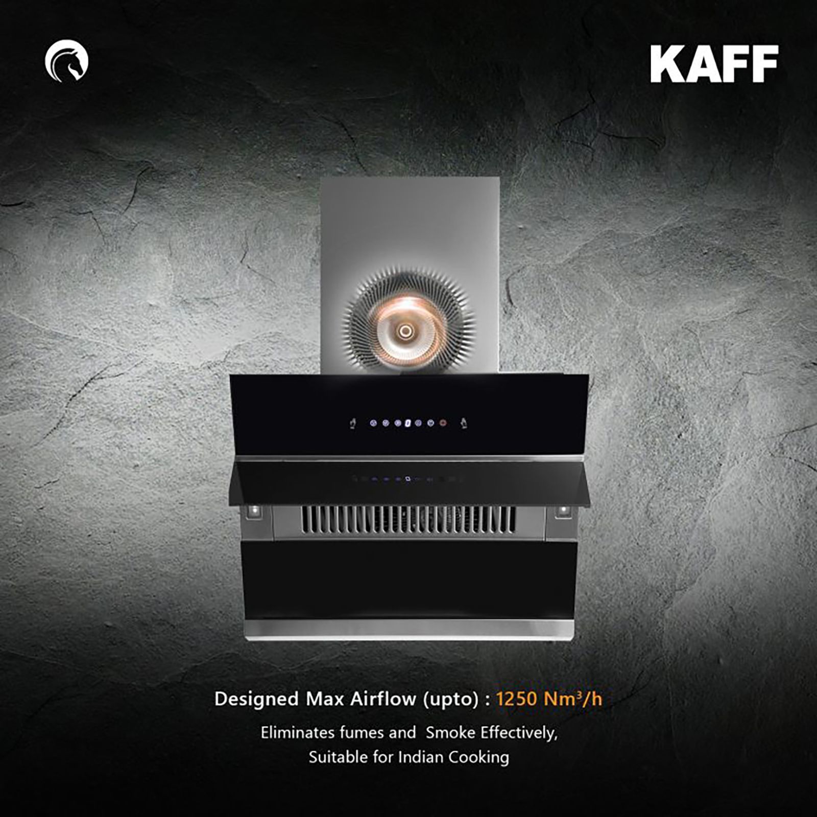 KAFF NOBELO TX DHC 60cm 1250m3/hr Ducted Auto Clean Wall Mounted Chimney with Touch Control Panel (Black)_10