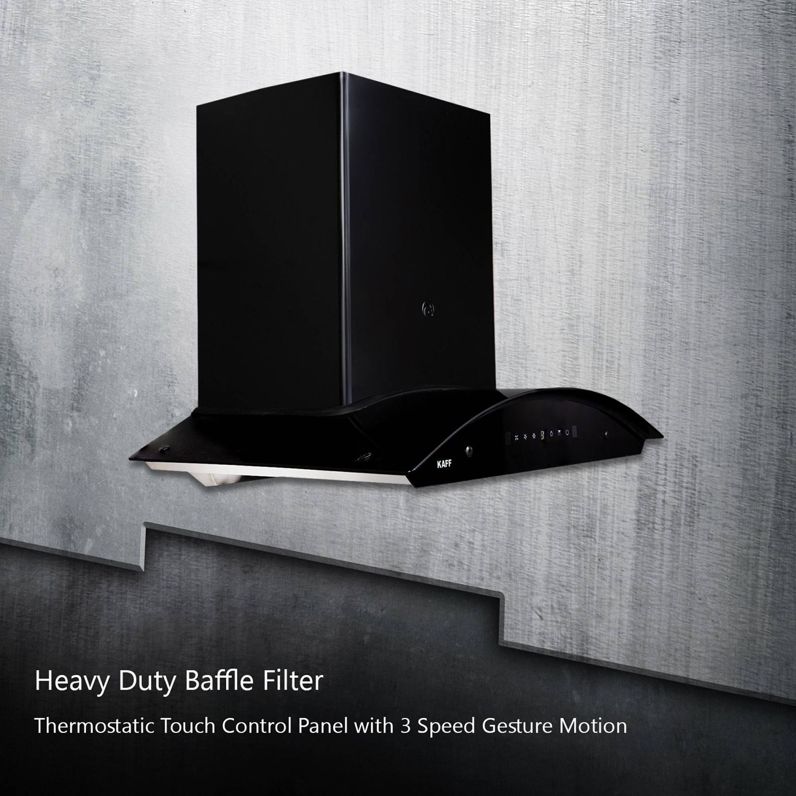 KAFF PRIMA TX DHC 75cm 1180m3/hr Ducted Auto Clean Wall Mounted Chimney with Thermostatic Touch Control Panel (Black) KAFF PRIMA TX DHC 75cm 1180m3/hr Ducted Auto Clean Wall Mounted Chimney with Thermostatic Touch Control Panel (Black)_14