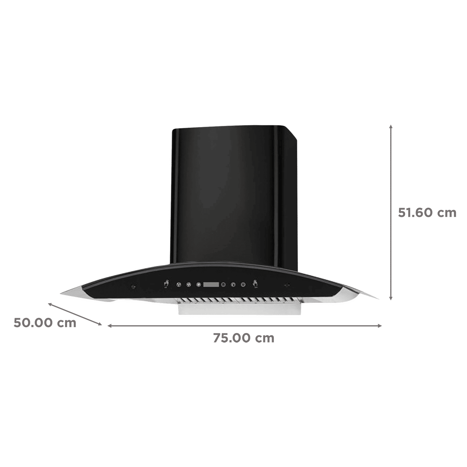 KAFF PRIMA TX DHC 75cm 1180m3/hr Ducted Auto Clean Wall Mounted Chimney with Thermostatic Touch Control Panel (Black) KAFF PRIMA TX DHC 75cm 1180m3/hr Ducted Auto Clean Wall Mounted Chimney with Thermostatic Touch Control Panel (Black)_2