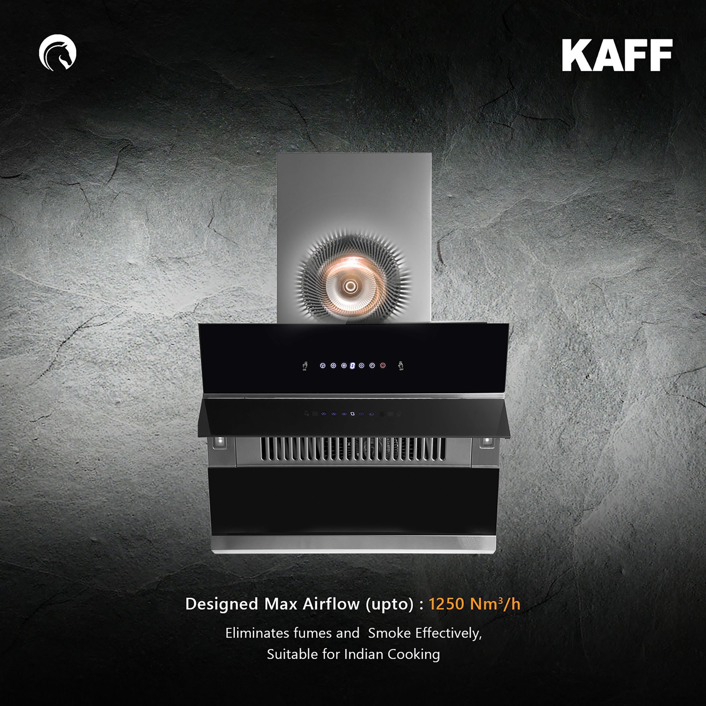 KAFF NOBELO TX DHC 75cm 1250m3/hr Ducted Auto Clean Wall Mounted Chimney with 3 Speed Gesture Control (Black)_7