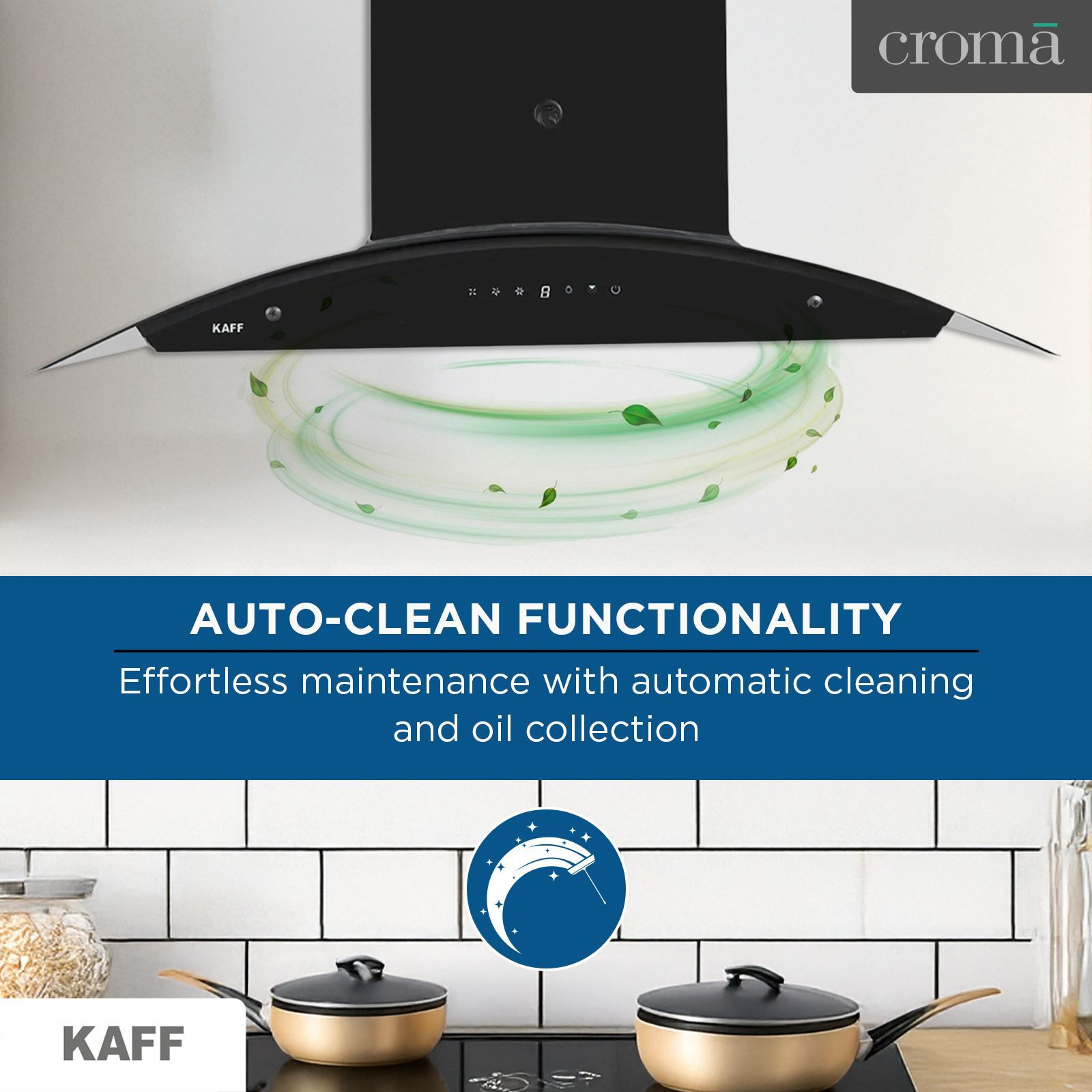KAFF PRIMA TX DHC 90cm 1180m3/hr Ducted Auto Clean Wall Mounted Chimney with Thermostatic Touch Control Panel (Black)_19