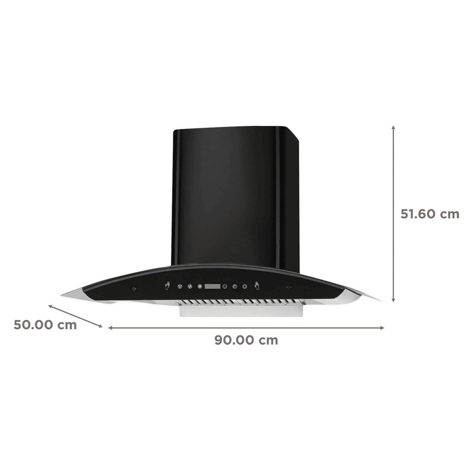 KAFF PRIMA TX DHC 90cm 1180m3/hr Ducted Auto Clean Wall Mounted Chimney with Thermostatic Touch Control Panel (Black)_2