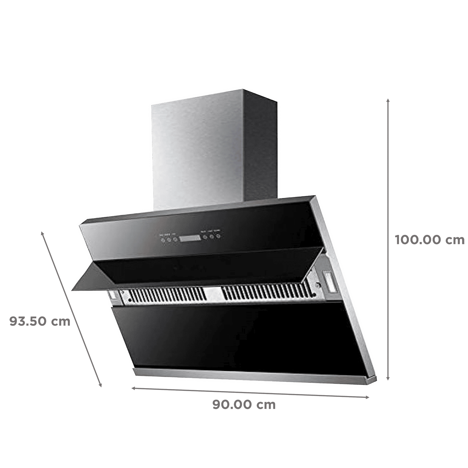 KAFF NOBELO TX DHC 90cm 1340m3/hr Ducted Auto Clean Wall Mounted Chimney with Touch Control Panel (Black)_2