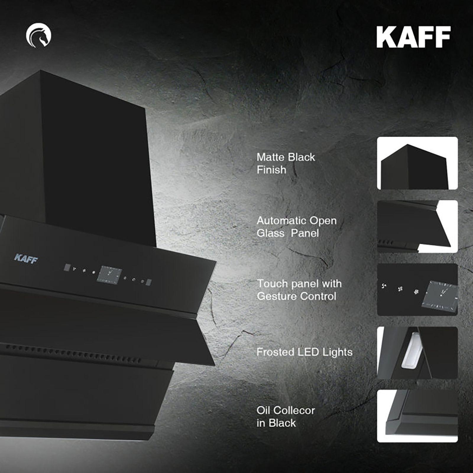 KAFF ALBURY DHC 60cm 1280m3/hr Ducted Auto Clean Wall Mounted Chimney with Thermostatic Touch Control Panel (Black)_11