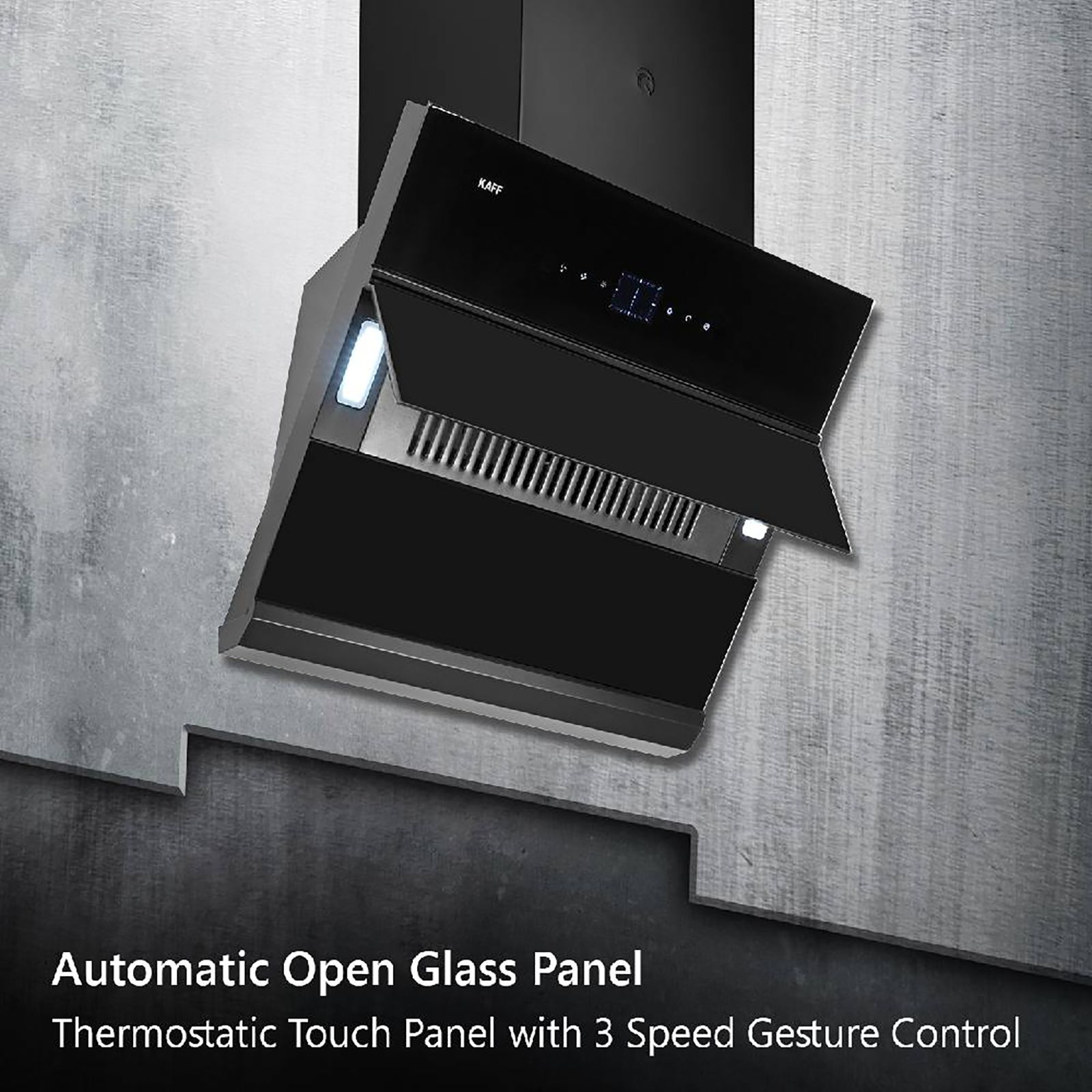 KAFF ALBURY DHC 60cm 1280m3/hr Ducted Auto Clean Wall Mounted Chimney with Thermostatic Touch Control Panel (Black)_15