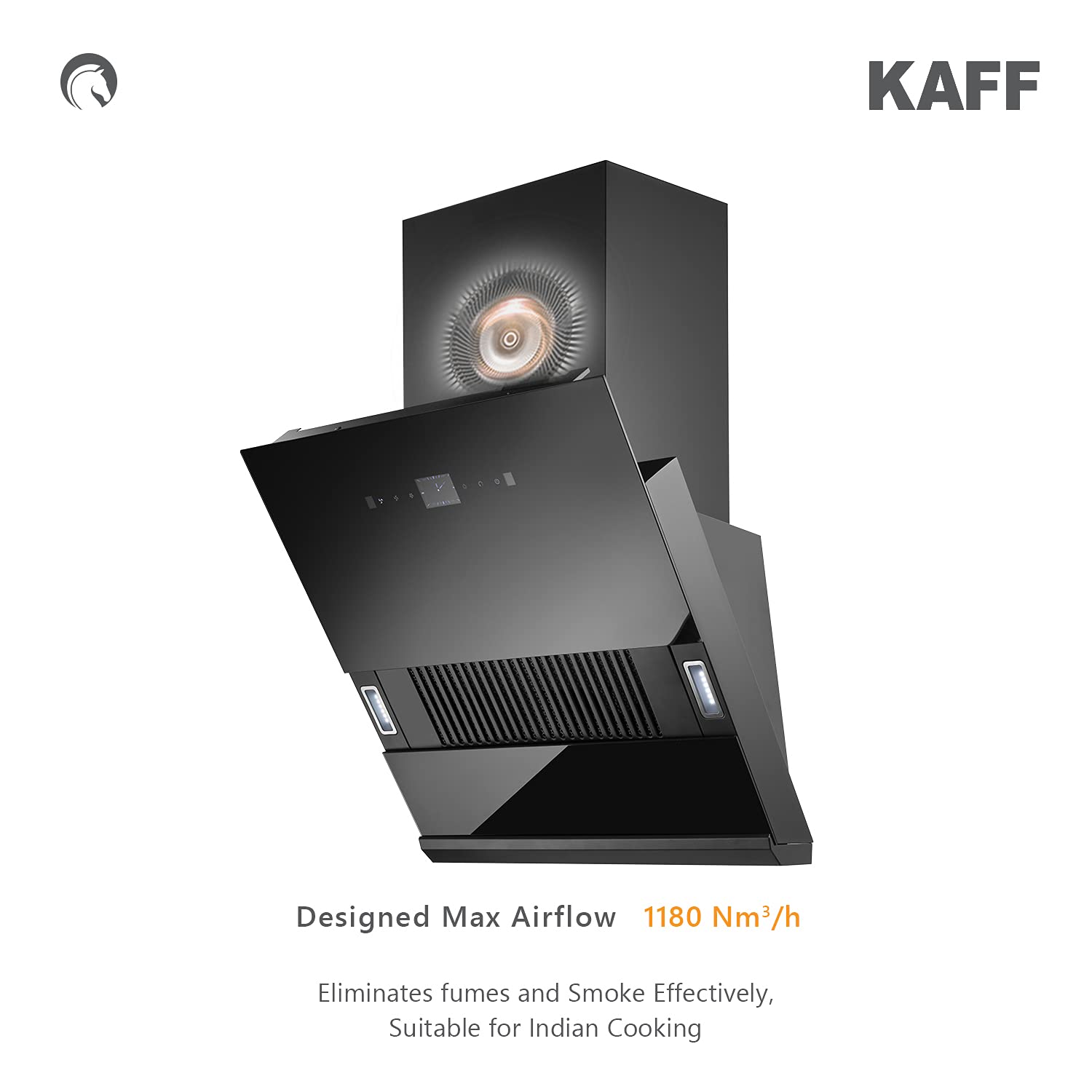 KAFF HAWK DHC 60cm 1180m3/hr Ducted Auto Clean Wall Mounted Chimney with Thermostatic Touch Control Panel (Black)_10