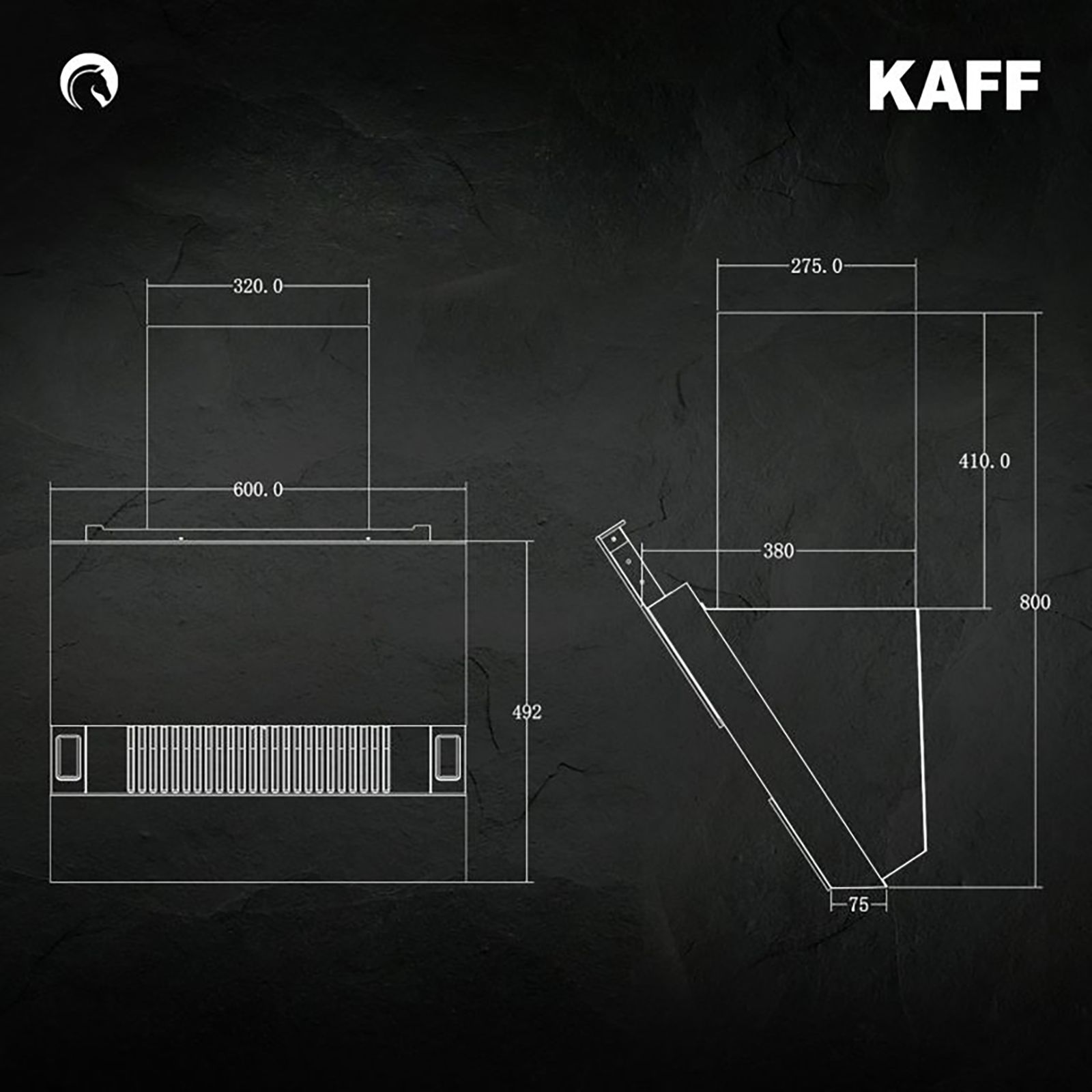 KAFF HAWK DHC 60cm 1180m3/hr Ducted Auto Clean Wall Mounted Chimney with Thermostatic Touch Control Panel (Black)_13
