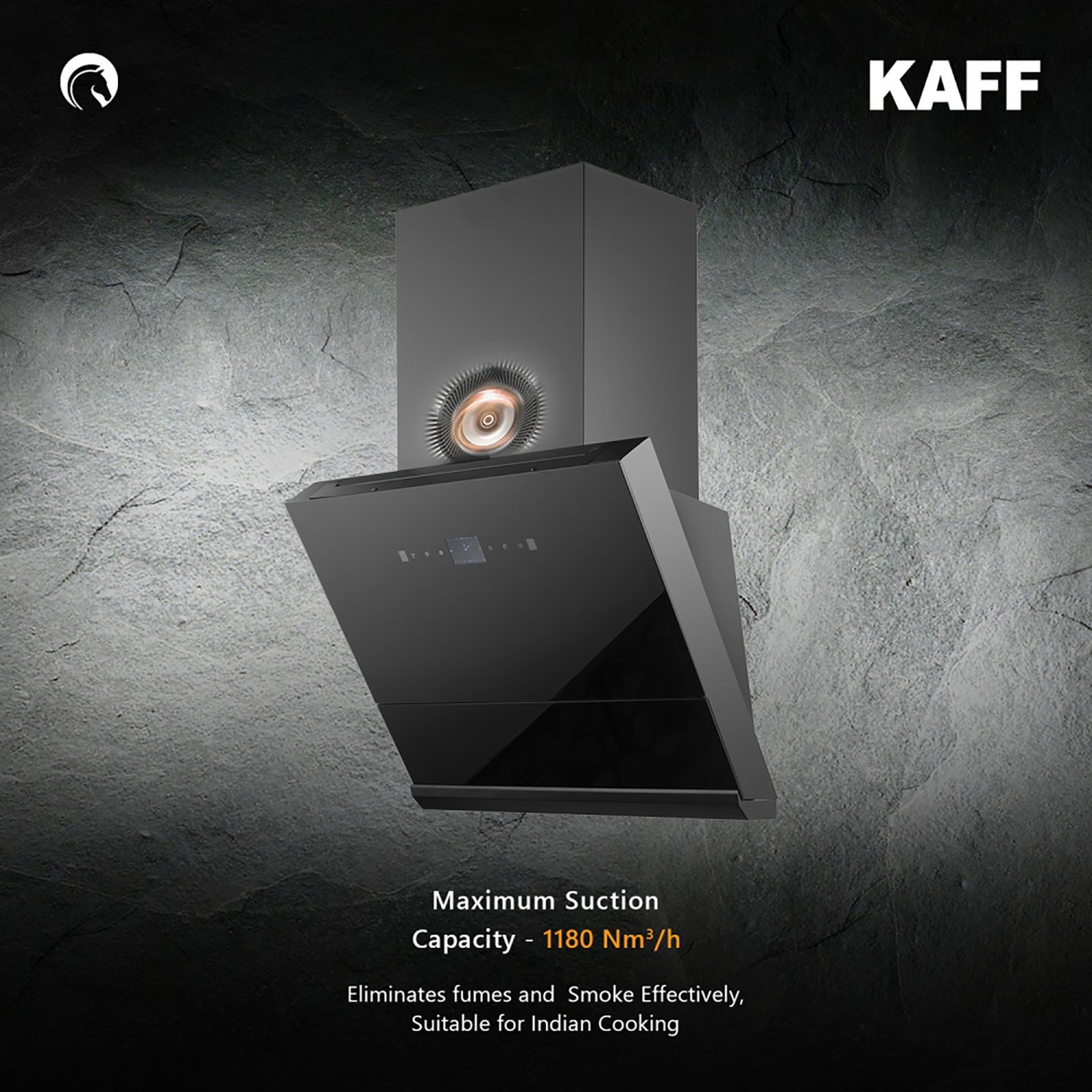 KAFF HAWK DHC 60cm 1180m3/hr Ducted Auto Clean Wall Mounted Chimney with Thermostatic Touch Control Panel (Black)_6