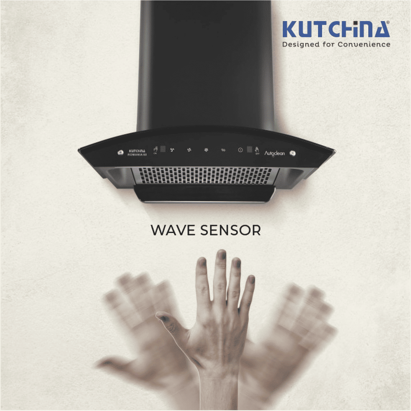 Kutchina Romania 60cm 1250m3/hr Ductless Auto Clean Wall Mounted Chimney with Wave Sensor (Black)_6