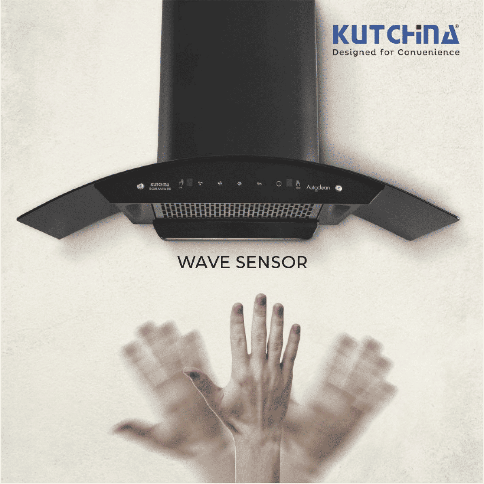 Kutchina Romania 90cm 1250m3/hr Ducted Auto Clean Wall Mounted Chimney with Wave Sensor (Black) Kutchina Romania 90cm 1250m3/hr Ducted Auto Clean Wall Mounted Chimney with Wave Sensor (Black)_7