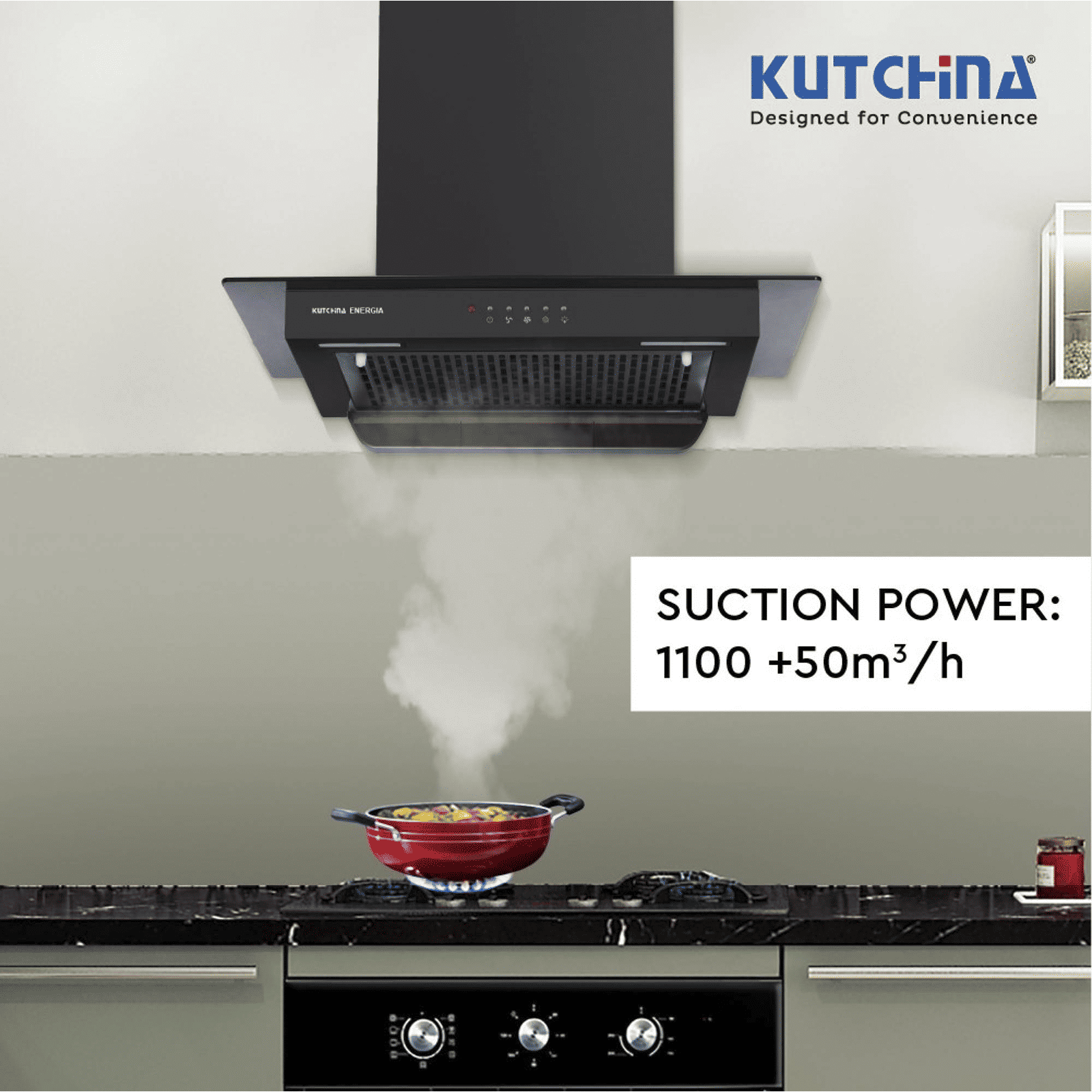 Kutchina Energia 60cm 1150m3/hr Ducted Auto Clean Wall Mounted Chimney with Push Button Switch (Black) Kutchina Energia 60cm 1150m3/hr Ducted Auto Clean Wall Mounted Chimney with Push Button Switch (Black)_6