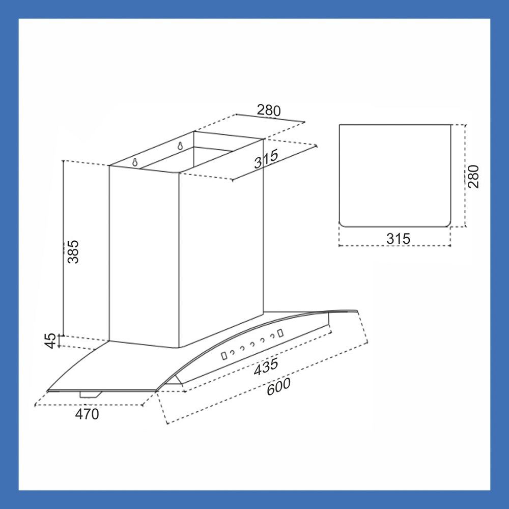 GLEN 6060 BL 60cm 1200m3/hr Ducted Auto Clean Wall Mounted Chimney with Touch Control Panel (Black)_8