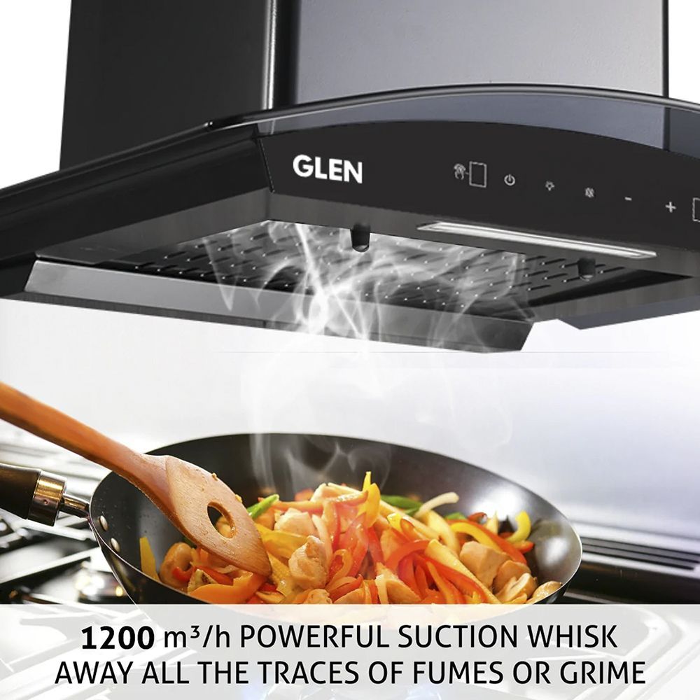 GLEN 6060 BL 60cm 1200m3/hr Ducted Auto Clean Wall Mounted Chimney with Touch Control Panel (Black)_9