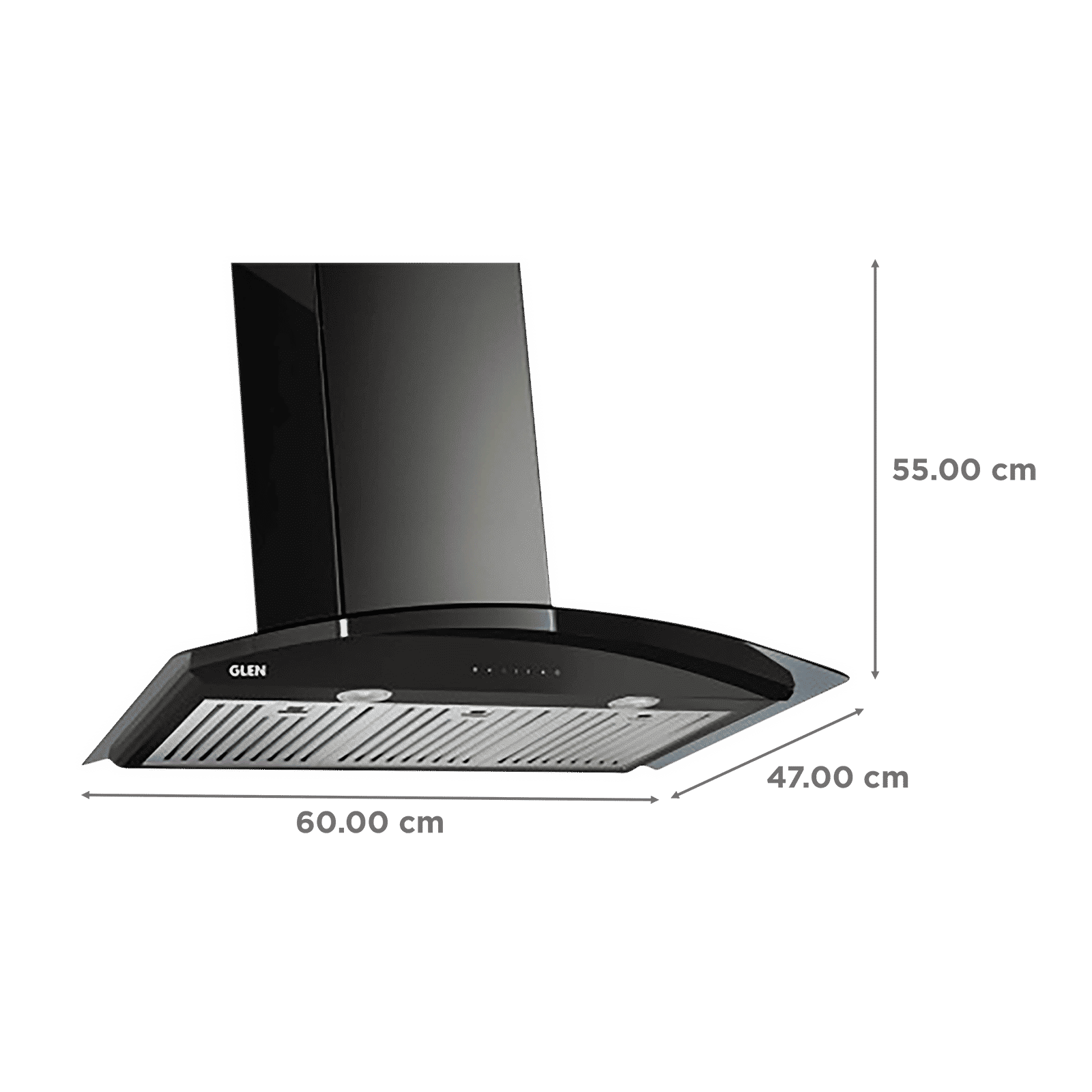 GLEN 6066 MS 60cm 1200m3/hr Ductless Auto Clean Wall Mounted Chimney with Touch Control Panel (Black)_2