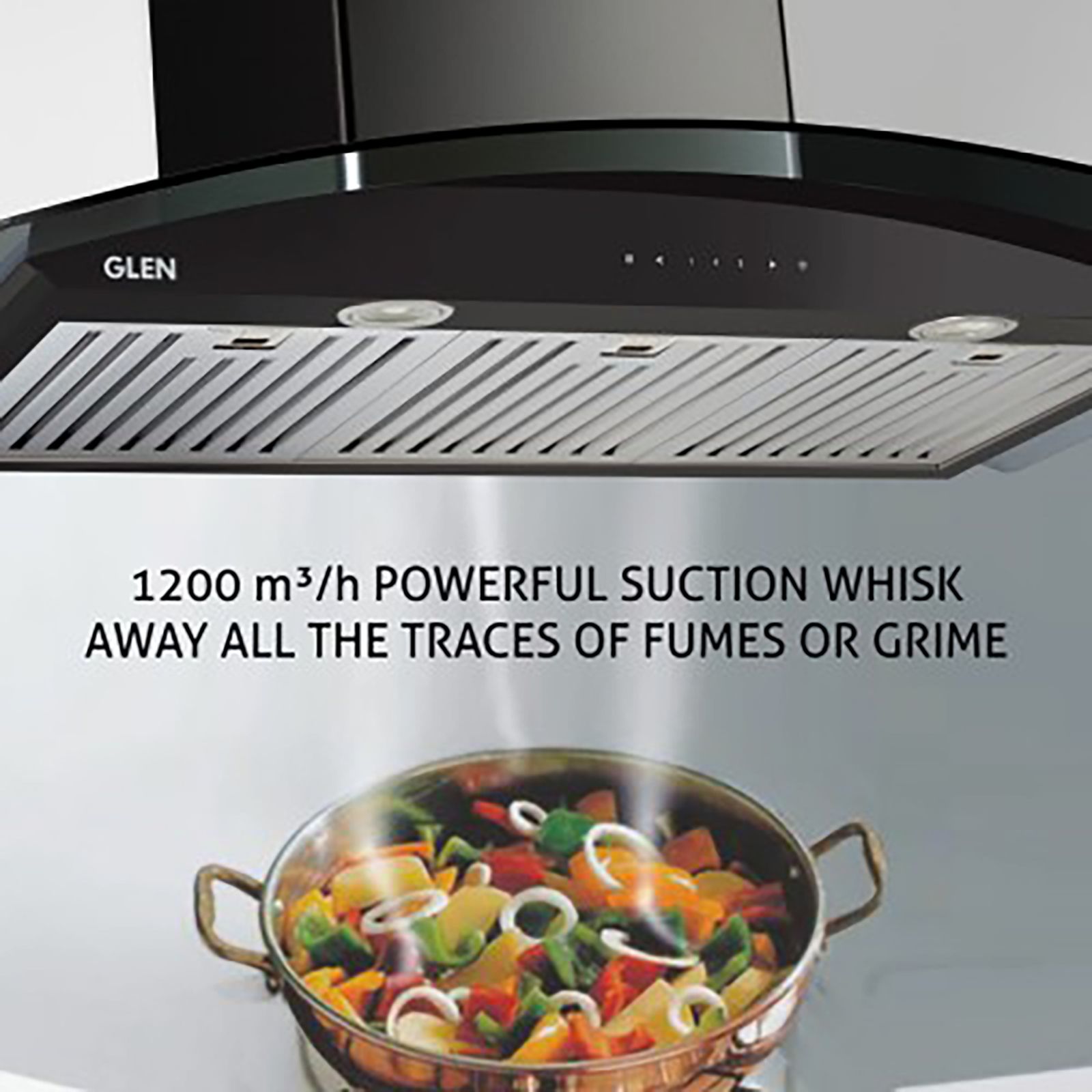 GLEN 6066 MS 60cm 1200m3/hr Ductless Auto Clean Wall Mounted Chimney with Touch Control Panel (Black)_8