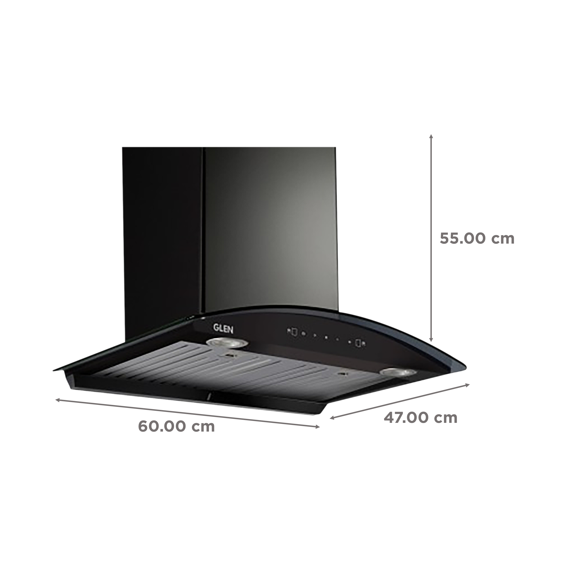 GLEN 6066 BL MS 76cm 1200m3/hr Ductless Auto Clean Wall Mounted Chimney with Touch Control Panel (Black)_2